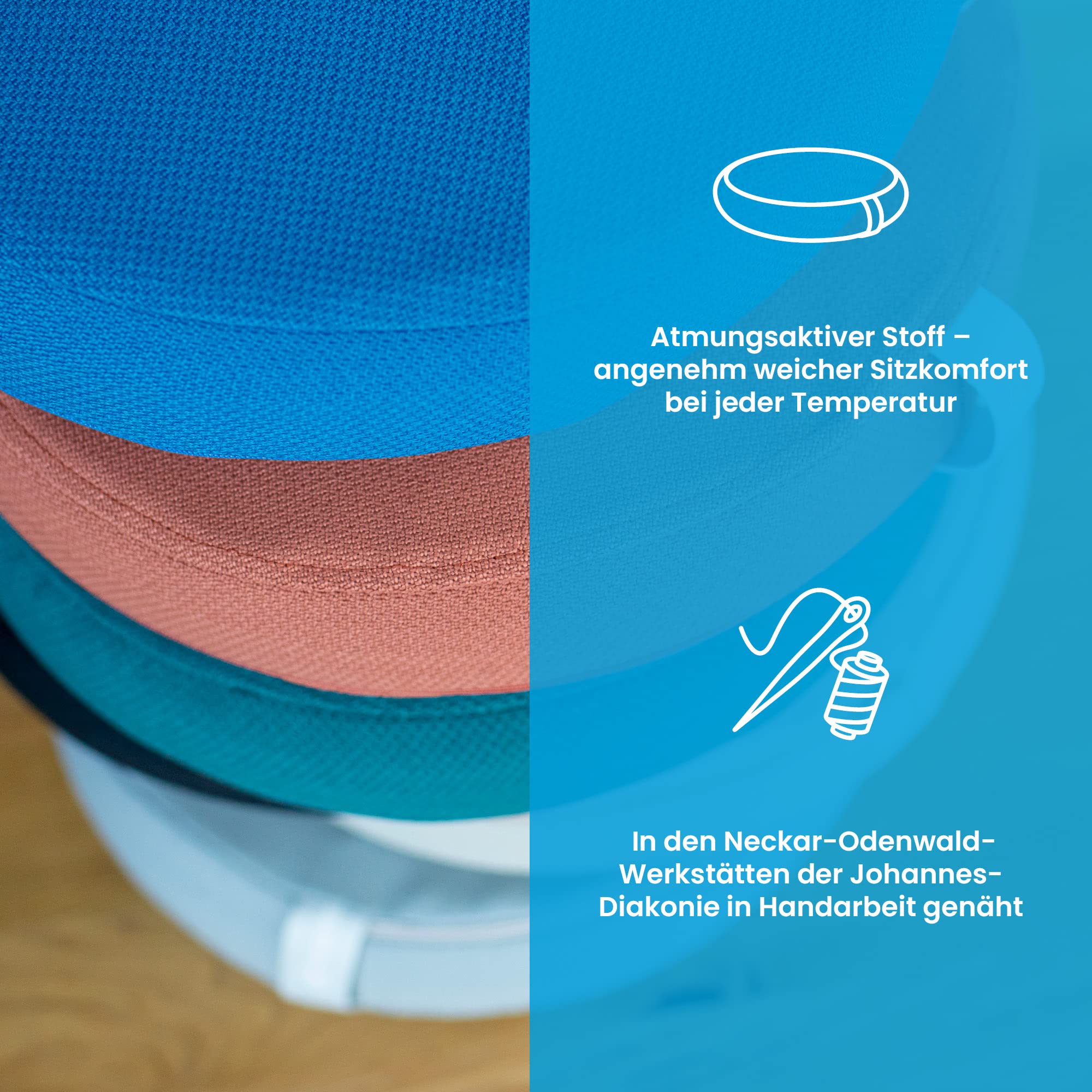 Ergotopia Bezug für Balancekissen, 33 cm hochwertiger Kissenbezug für Ballkissen, Gleichgewichtskissen und Ballsitzkissen Made in Germany für zu Hause oder Büro