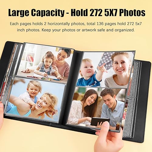 Miniatura 10 de Aevdor Álbum de fotos de 5 x 7 pulgadas, 72 bolsillos, 2 paquetes, cubierta de lino, álbum de fotos de 5 x 7 pulgadas con capacidad para 72 fotos