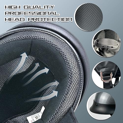 Miniatura 6 de Adult Motorcycle Open Face Motorcycle Helmet with Sun Visor Quick Release Buckle for Cruiser Scooter Chopper Cycling Motocross Helmet DOT Approved