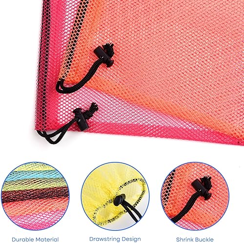 Miniatura 3 de PLULON 12 bolsas de malla con cordón de malla para lavandería, bolsa de nailon con cordón de 13 x 15.5 pulgadas para piscina, playa, bolas,