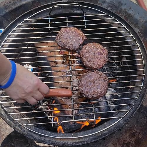 Miniatura 6 de AJinTeby Rejilla de cocina con bisagras de acero chapado resistente y rejilla inferior, rejilla de carbón para Weber de 18 pulgadas Smokey Mountain