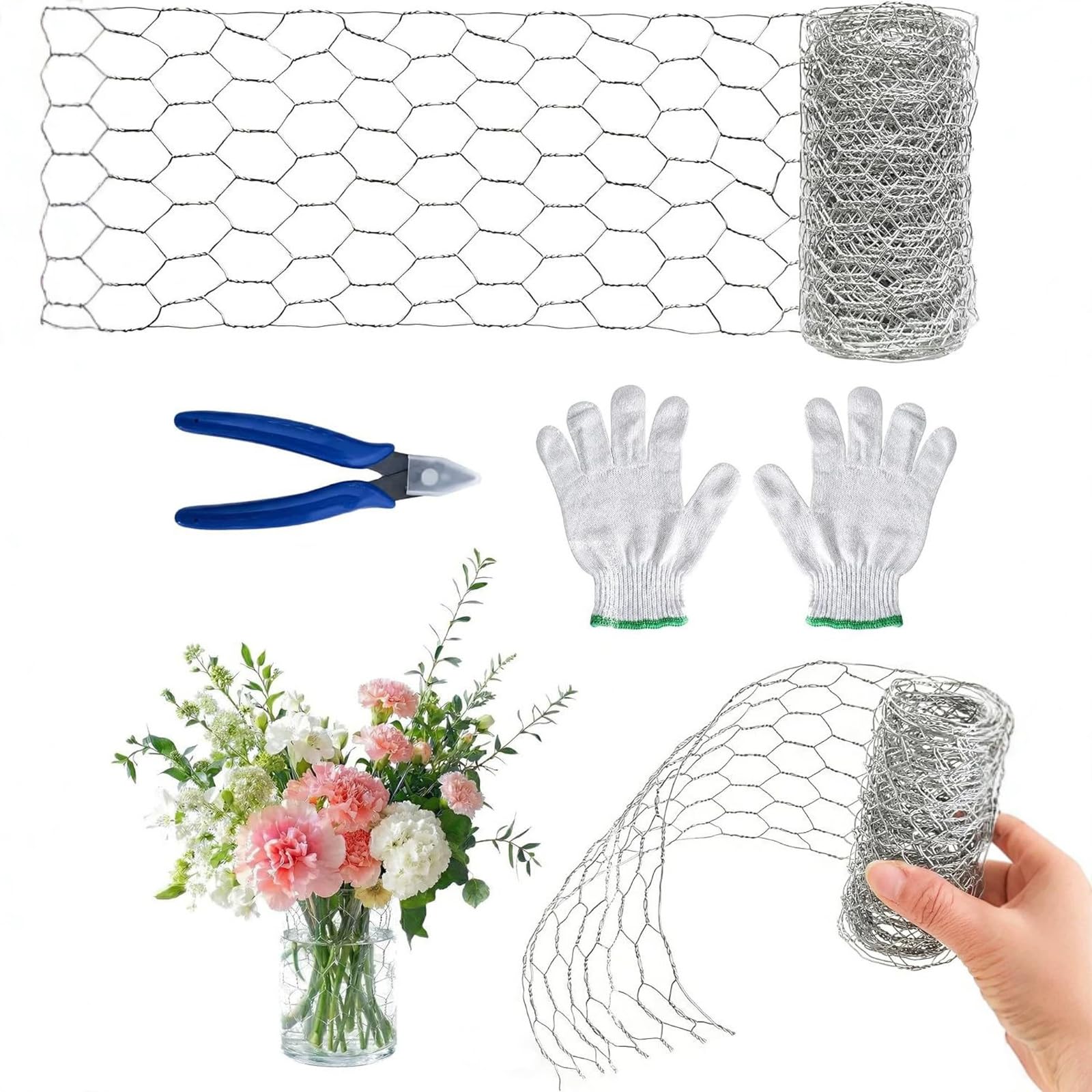 Qusinfc Wire Meshes Hexagonal Galvanized Netting Fence for Garden Poultry Chicken Wire for Floral Arrangements for Floral Arrangements