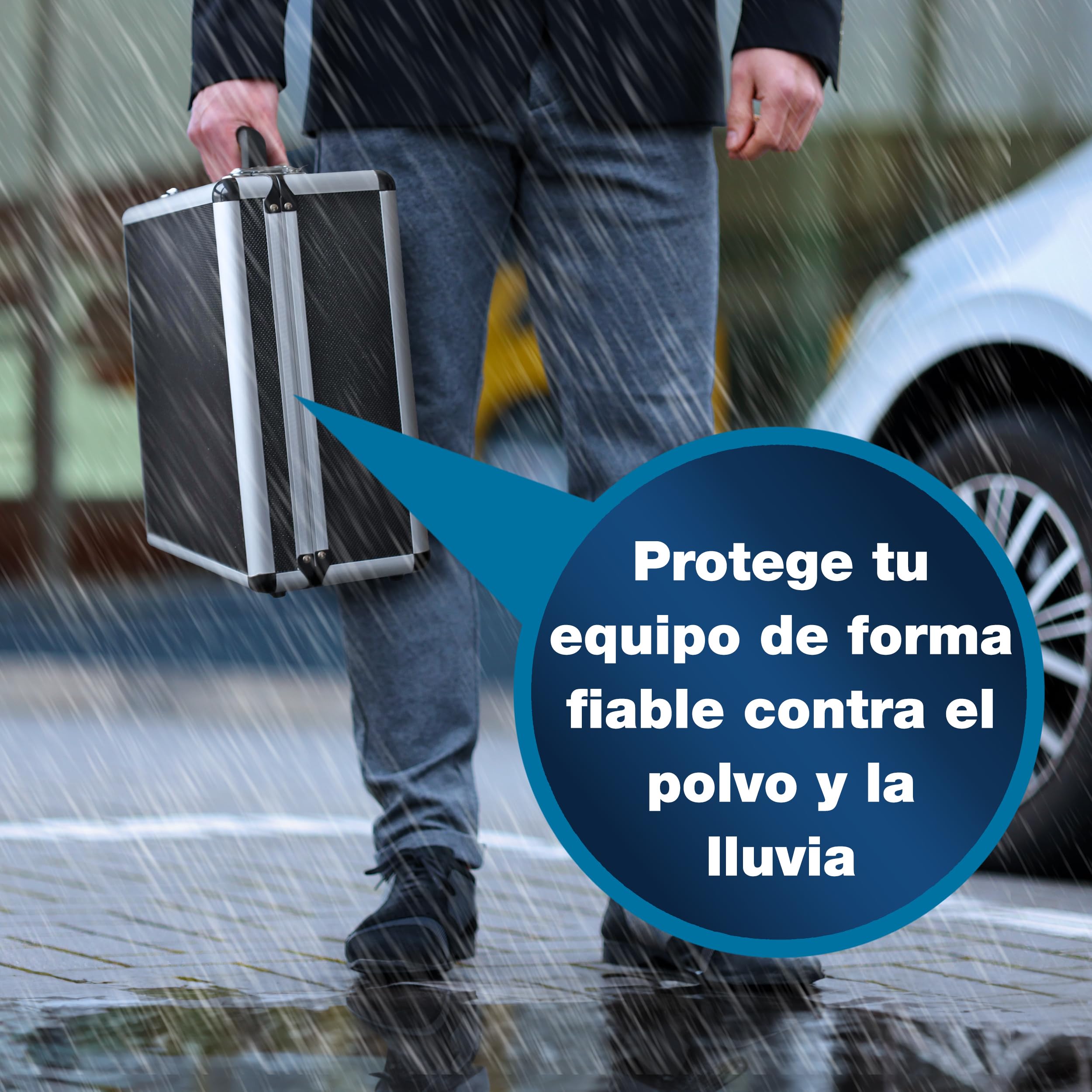 PeakTech P 7310 7310 - Maletín universal para instrumentos de medición, maletín de transporte resistente, almacenamiento de herramientas, placas de espuma acolchada, con cerradura, protector contra el