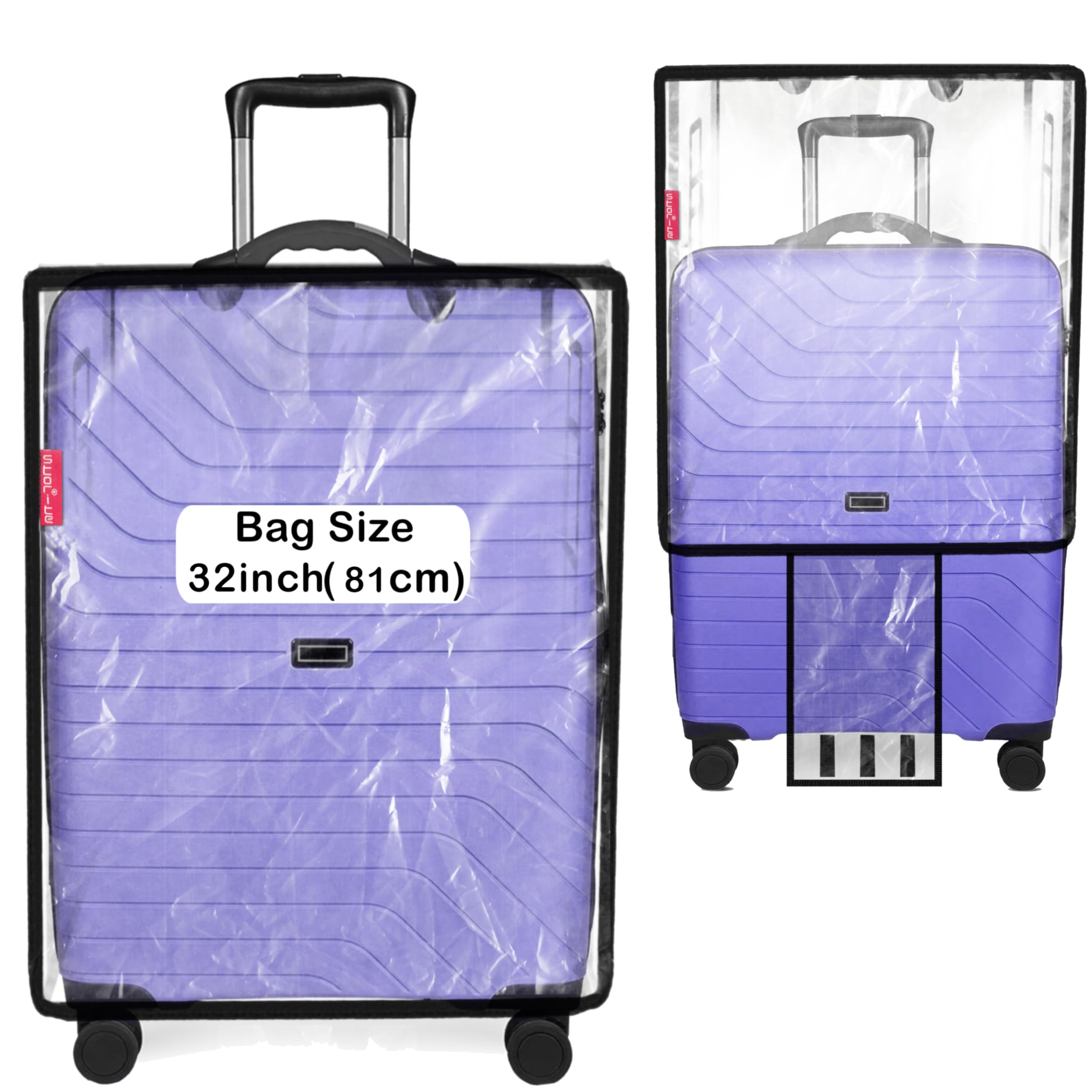32 Inch Clear PVC Transparent Zippered Suitcase Covers Protectors,Waterproof Durable Dust Proof Anti-Scratch Travel Bags Cover Case for Wheeled Luggage Trolley Bag-image-20