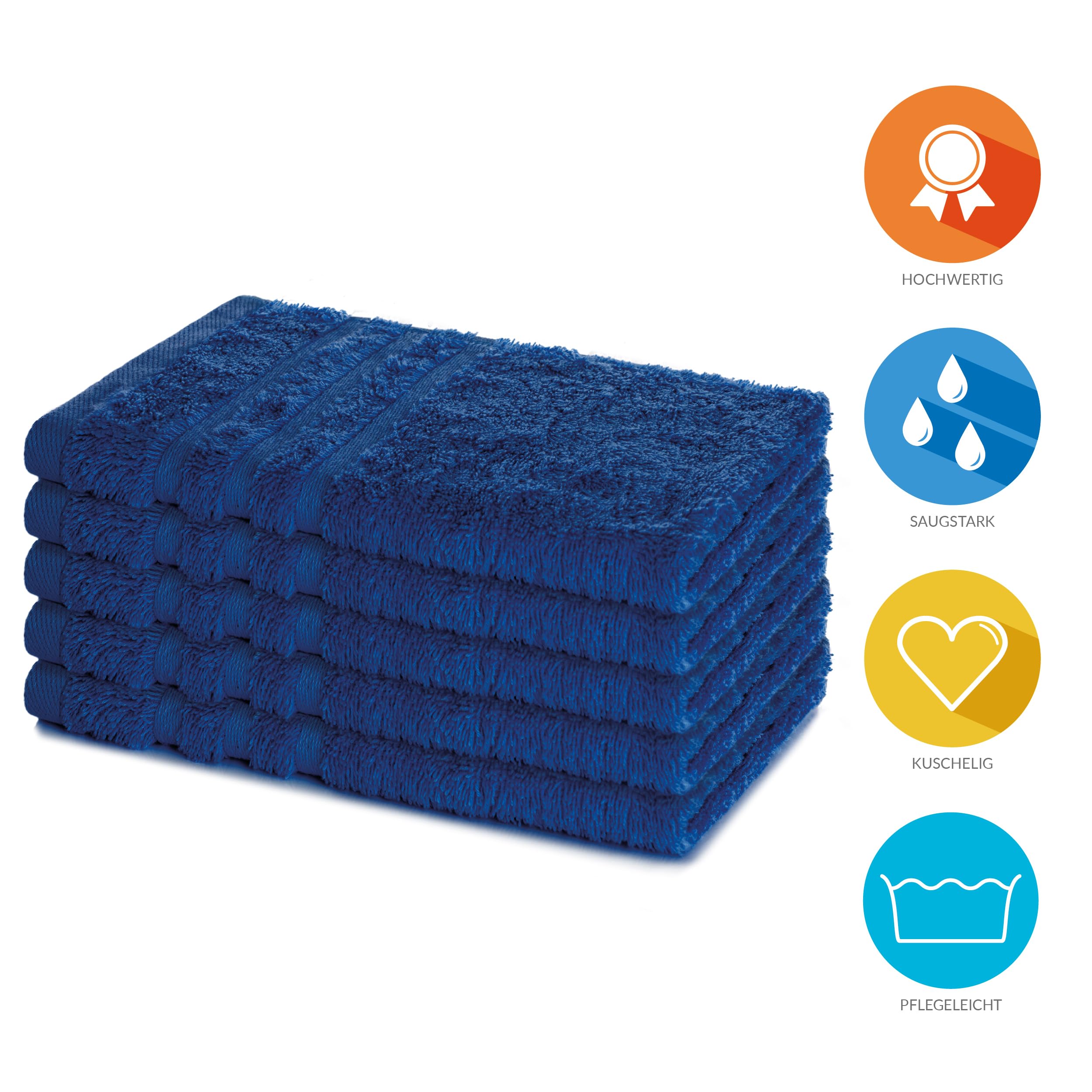 Lavea Set of 5 Guest Towels Set, Guest Towels 30 x 50 cm, Terry Towelling Guest Towel Made of 100% Cotton, Hand Towel Set - Image 2