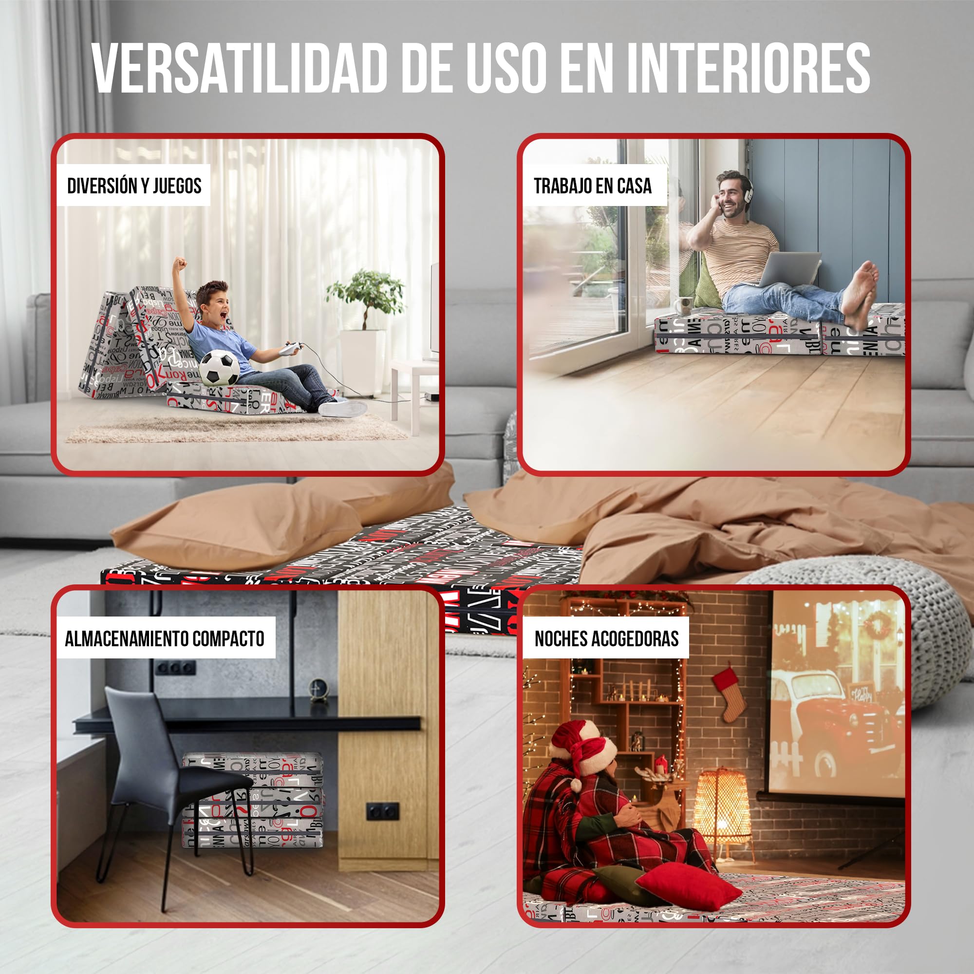 TEHORNEO Colchón Plegable, Colchon Plegable 195 x 75 x 10 cm para Invitados, Colchoneta Plegable, Futon Japones, Colchoneta, Futon, Colchon Plegable Suelo, Puff Cama, Apto para Lavadora