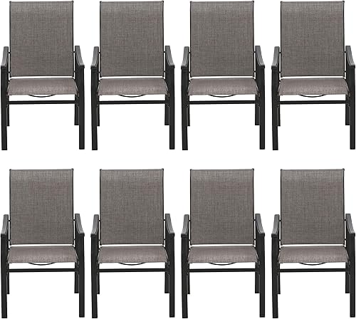 Miniatura 8 de Sophia  William Sillas de comedor de patio sillas de movimiento de resorte C para 6 sillas de patio de respaldo alto textileno de secado rápido para