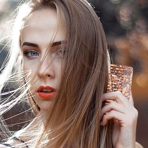 Miniatura 6 de Beaupretty Peine de dientes anchos, peine de pelo de carey simple, vintage, peines de peluquería antiestáticos, peine grande de plástico,