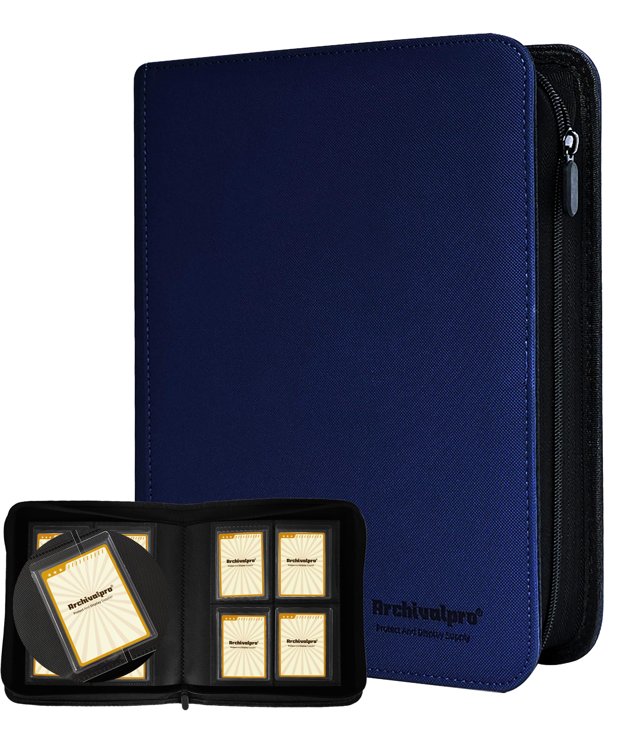 ARCHIVALPRO 4 Pocket Top Loader Card Binder 128 Slot Toploader Albums Premium Cards Binders(Blue) — image 1
