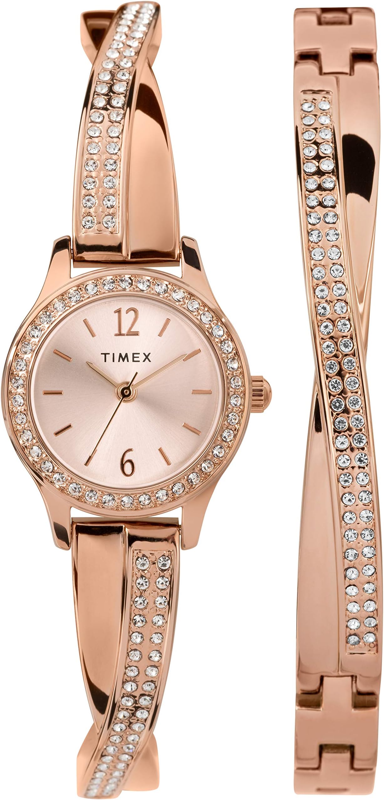 Timex Women's Swarovski Crystal 23mm Watch & Bracelet Gift Set