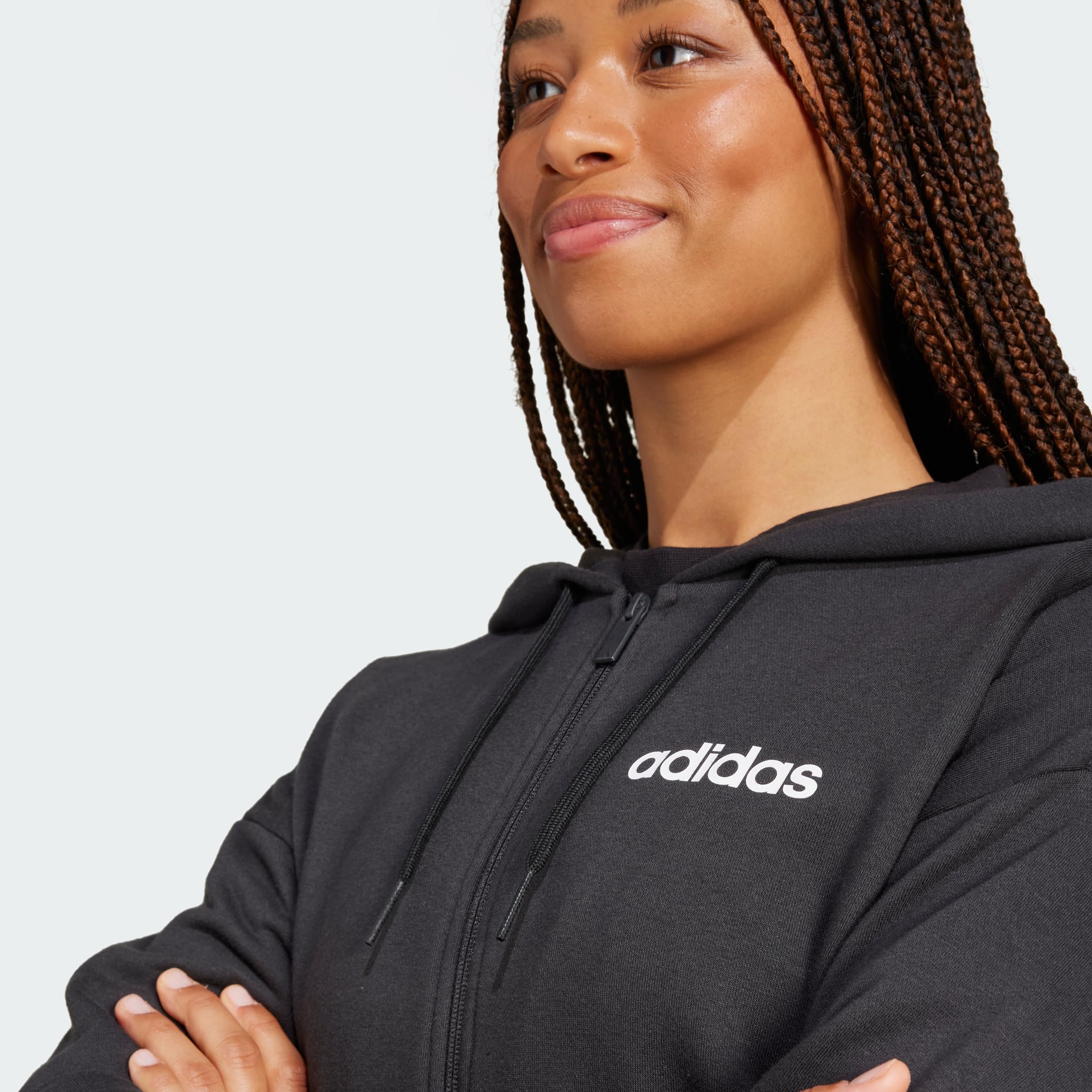 adidas Essentials Linear bluza z kapturem French Terry z zamkiem błyskawicznym