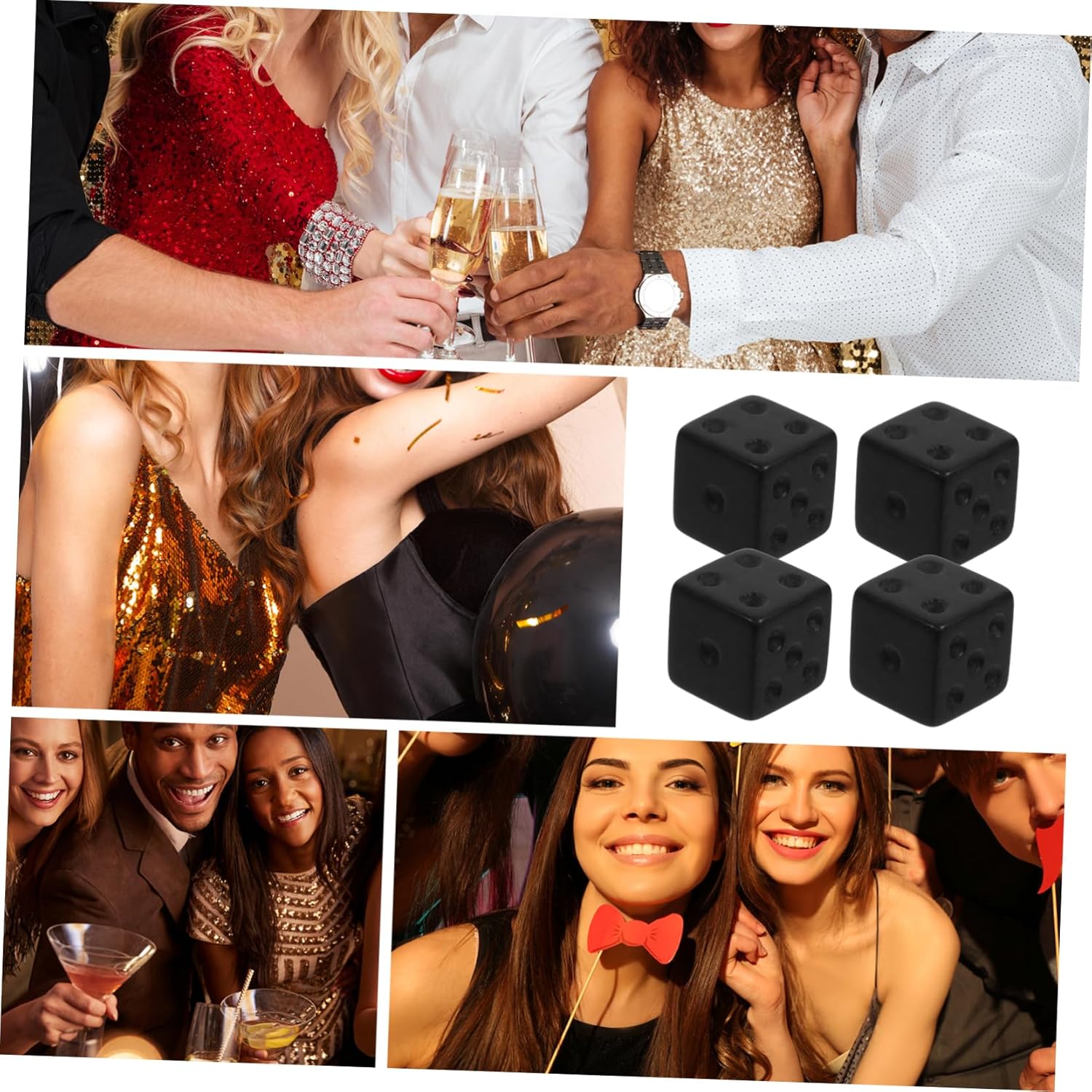 HANABASS 5sets 30pcs Frosted Black Acrylic Dices Portable Game Dice for Board Games Parties and Classroom Activities Lightweight and Easy to Carry 30pcs*5