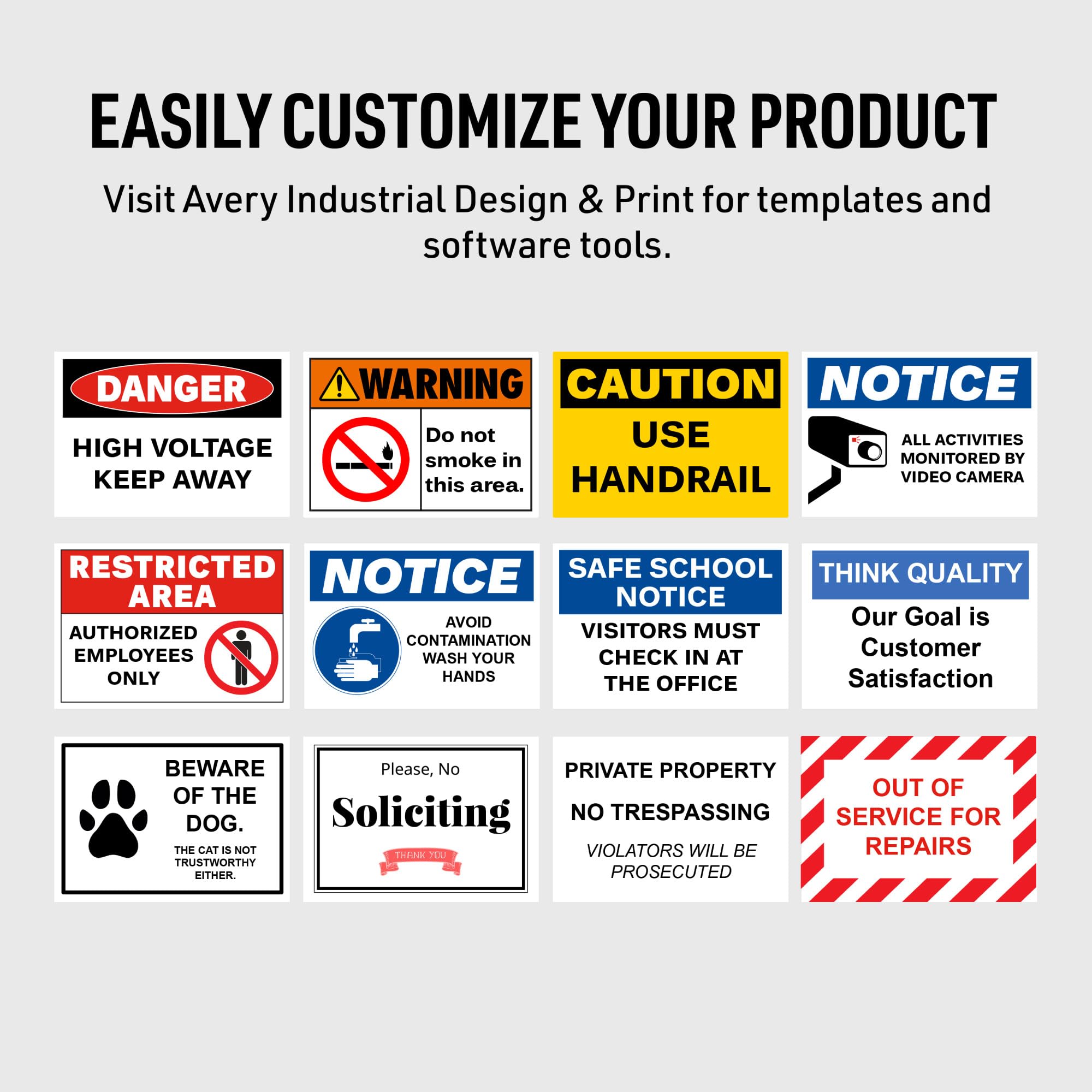 Printable Outdoor Vinyl Safety Sign Labels Laser Printer OUTDOOR LABELS ...