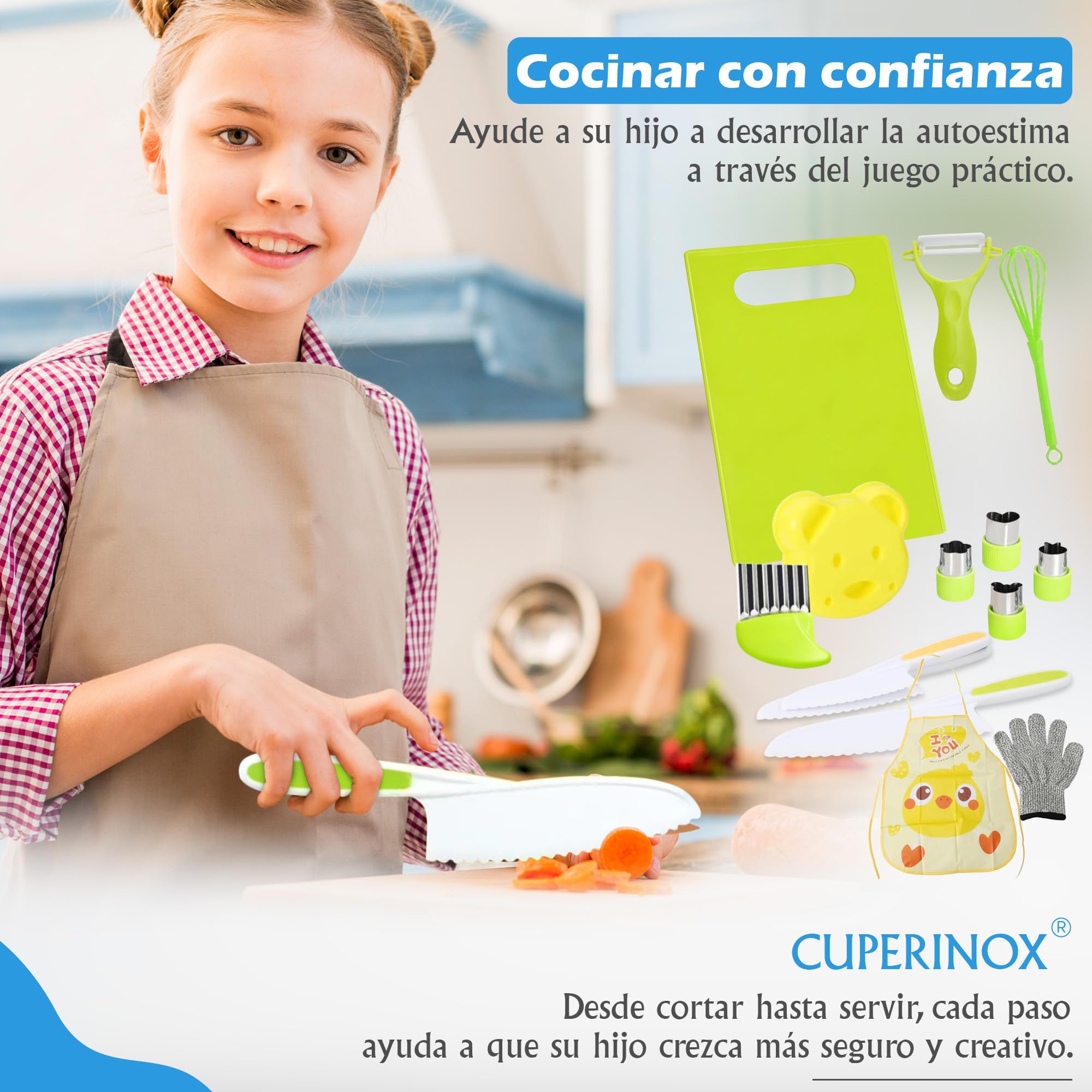 Set coltelli bambini dai 2 anni | Utensili Montessori cucina 16 pezzi | Accessori sicuri per piccoli chef | Kit Mon Petit Chef | Montessori cooking per bimbi