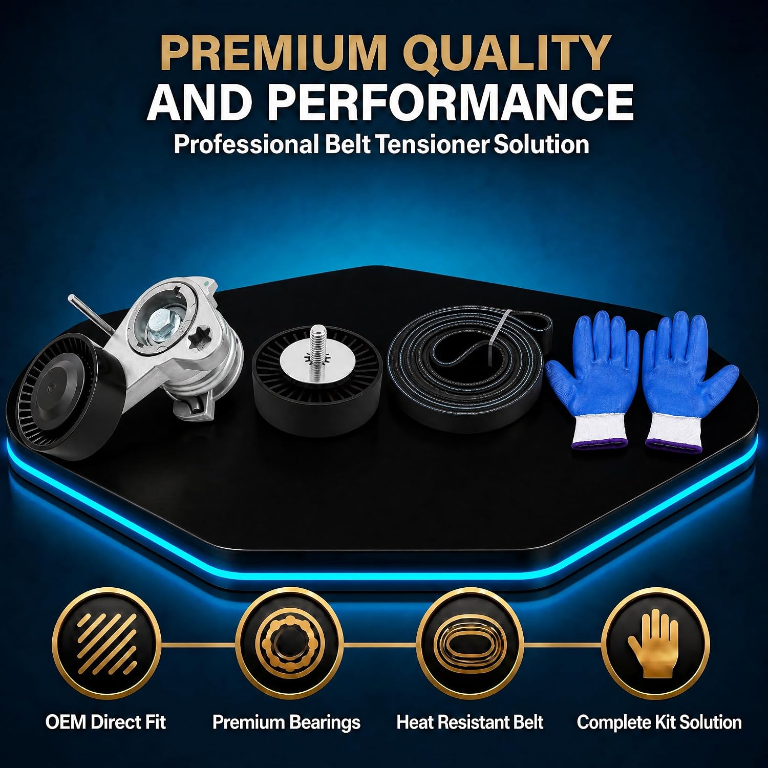 Serpentine Belt Tensioner Idler Pulley Kit with EPDM Belt for BMW 128i 325i 325xi 328xi 330i 330xi 525i 525xi 528i 528xi 530i 530xi X3 X5 3.0L L6 2006-2013, Replace 11288624196 ADK0022P
