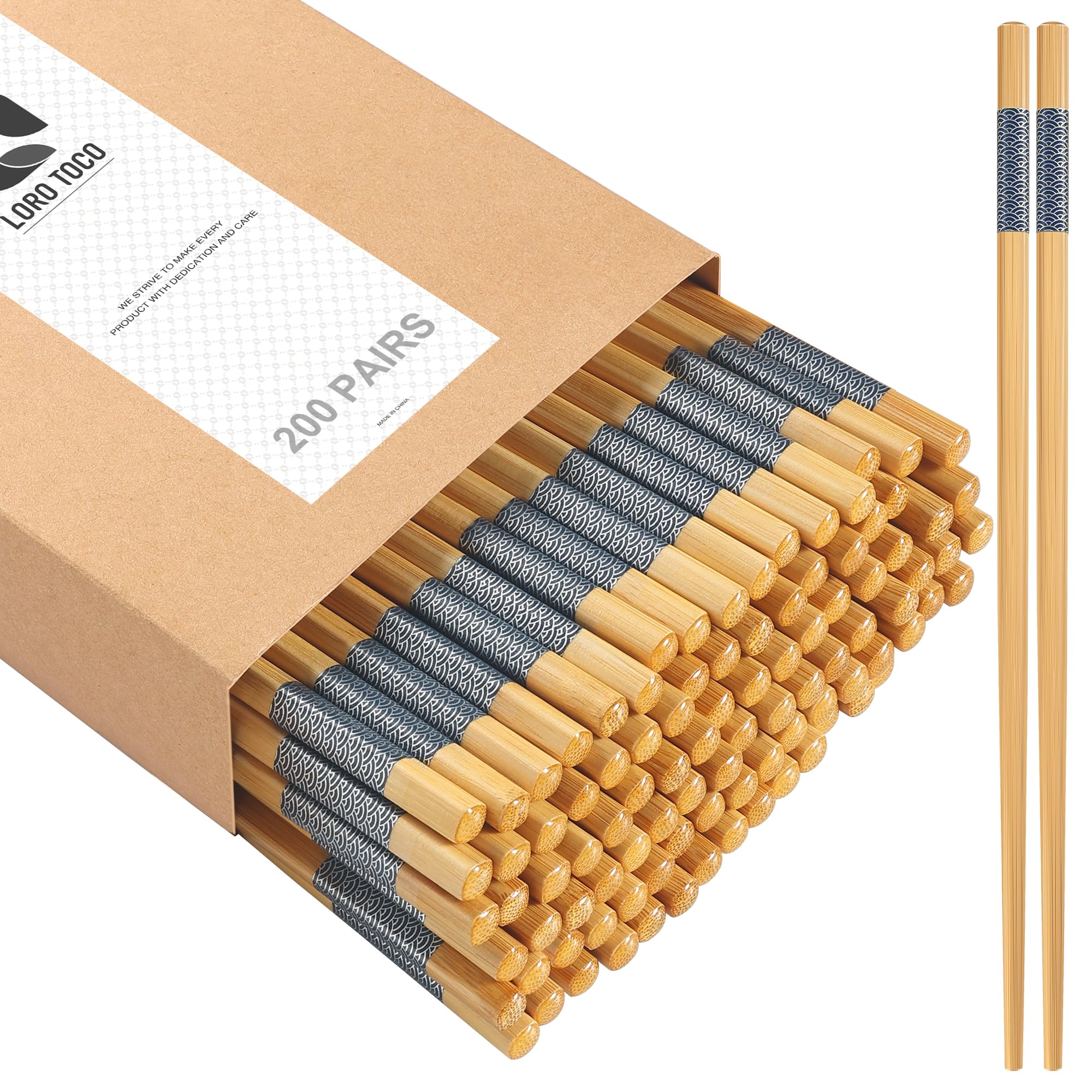200 paires de baguettes en bambou réutilisables | jetables | séparées | en vrac | chinoises | - (24 cm)