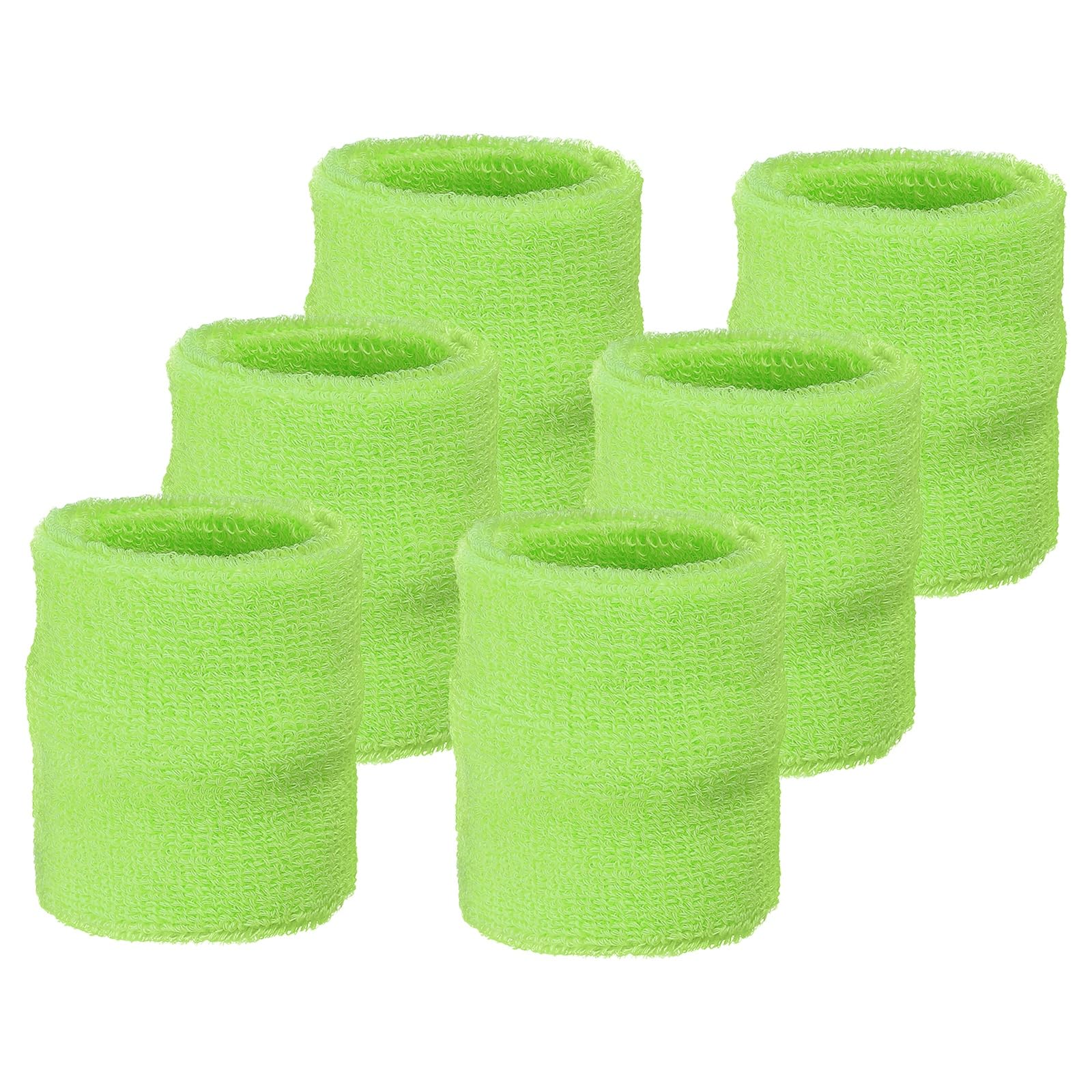YELARXI Wrist Sweatbands Sports Absorbent Wristband Tennis Wrist Bands Sweat Band for Men and Women Elastic Breathable Wristbands, 6 Pack & 3" & Light Green โ image 1