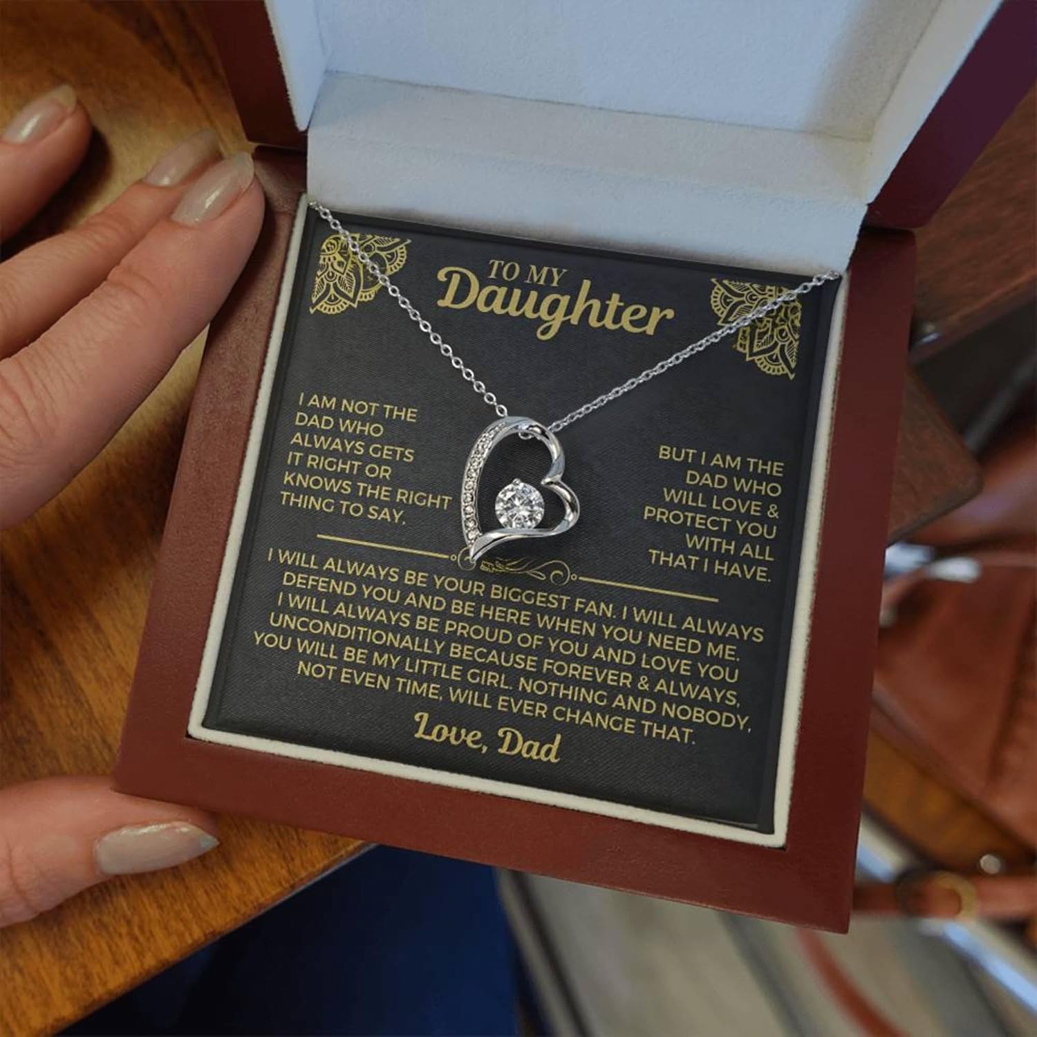I am the Dad who will love and protect you with all that I have Necklace for Daughter from Dad – Meaningful Gift for Birthday, Graduation, or Special Occasions - Image 3