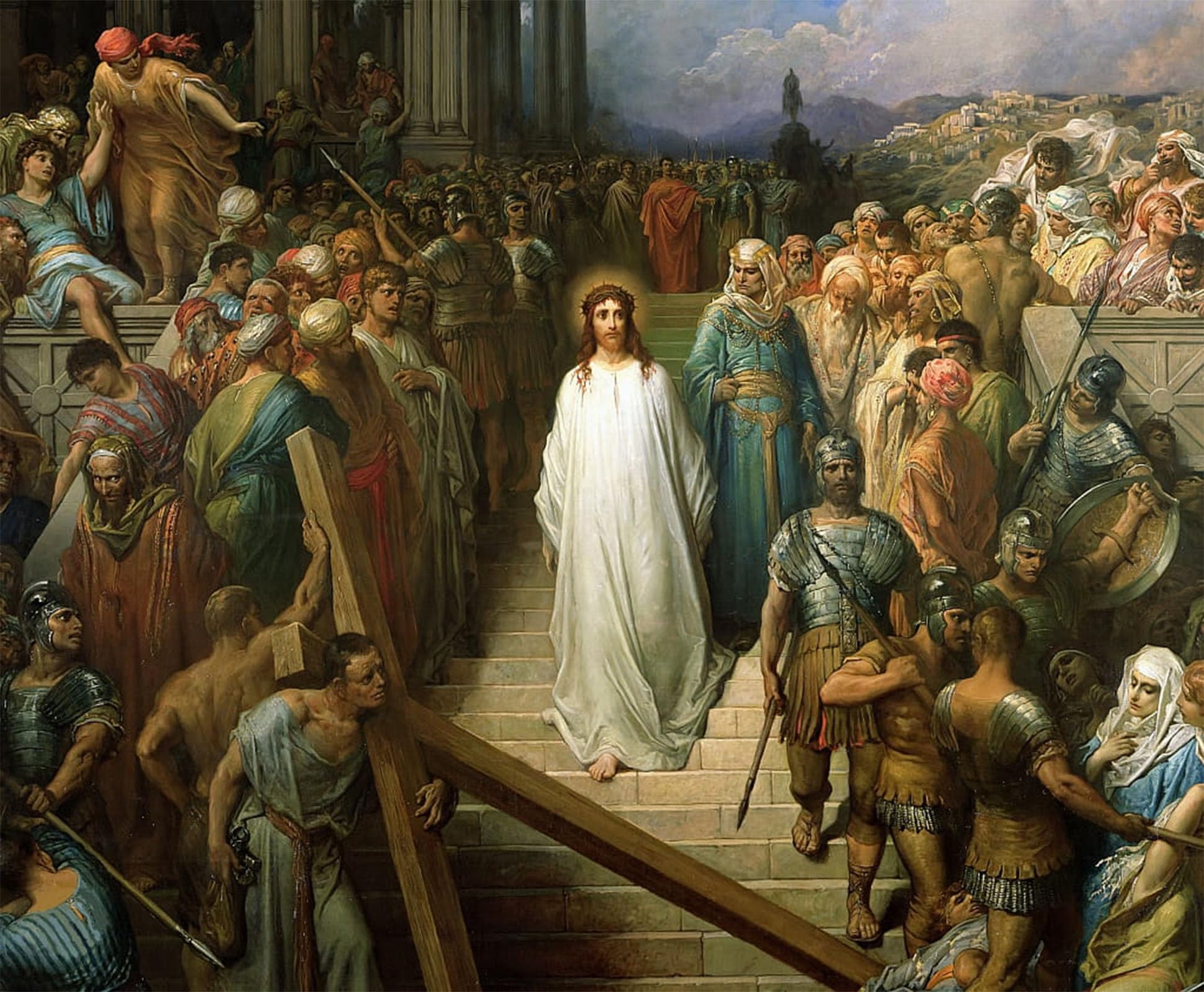 ARTXLXXBN Famous Painting Art Wall Decor Abstract Art Picture Christ Leaving the Praetorium by Gustave Dore Animal Pictures for Home Decor 60x90cm