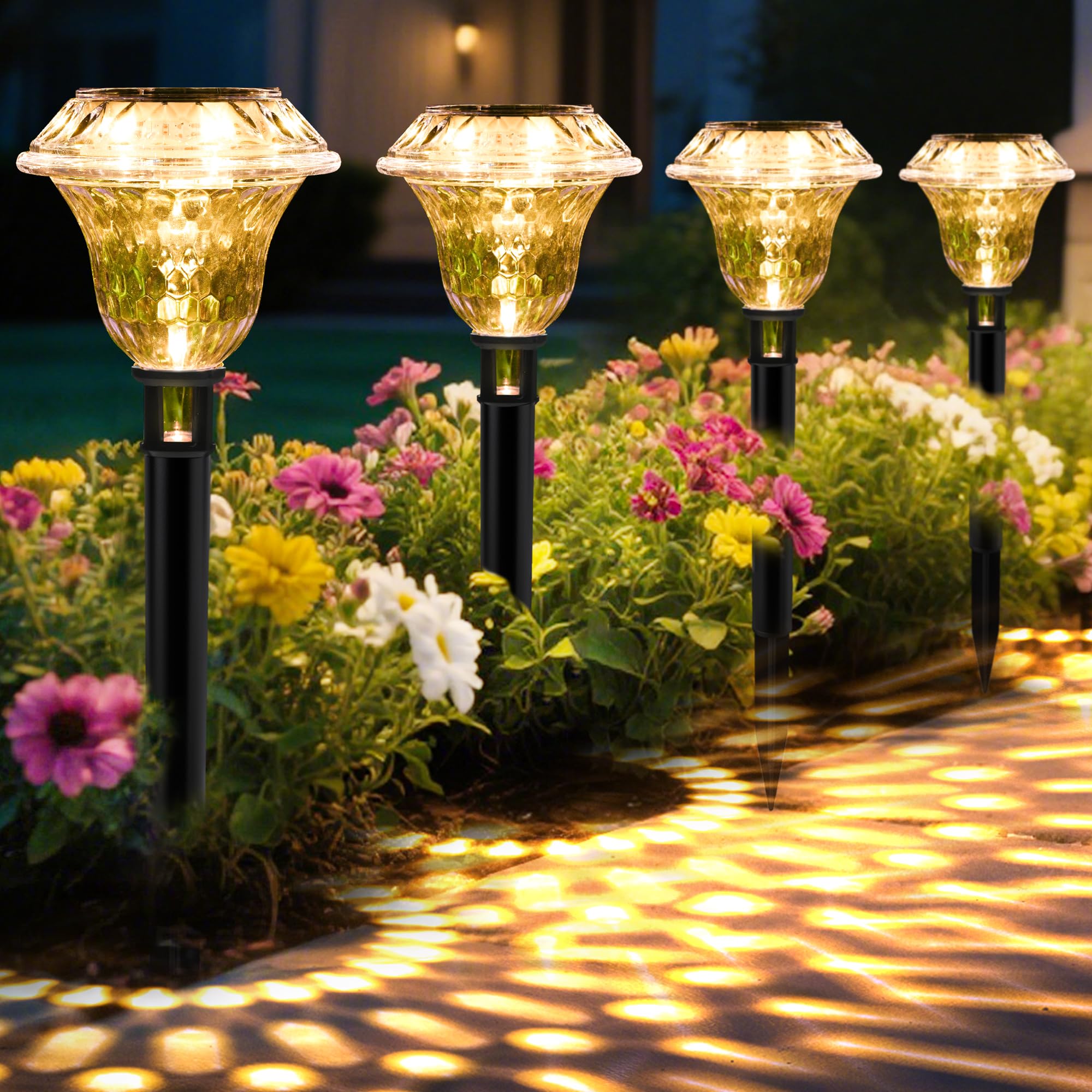 Solar Pathway Lights Garden Decor for Yard Solar Garden Lights for Outside Waterproof Landscape Lighting Garden Decorative for
