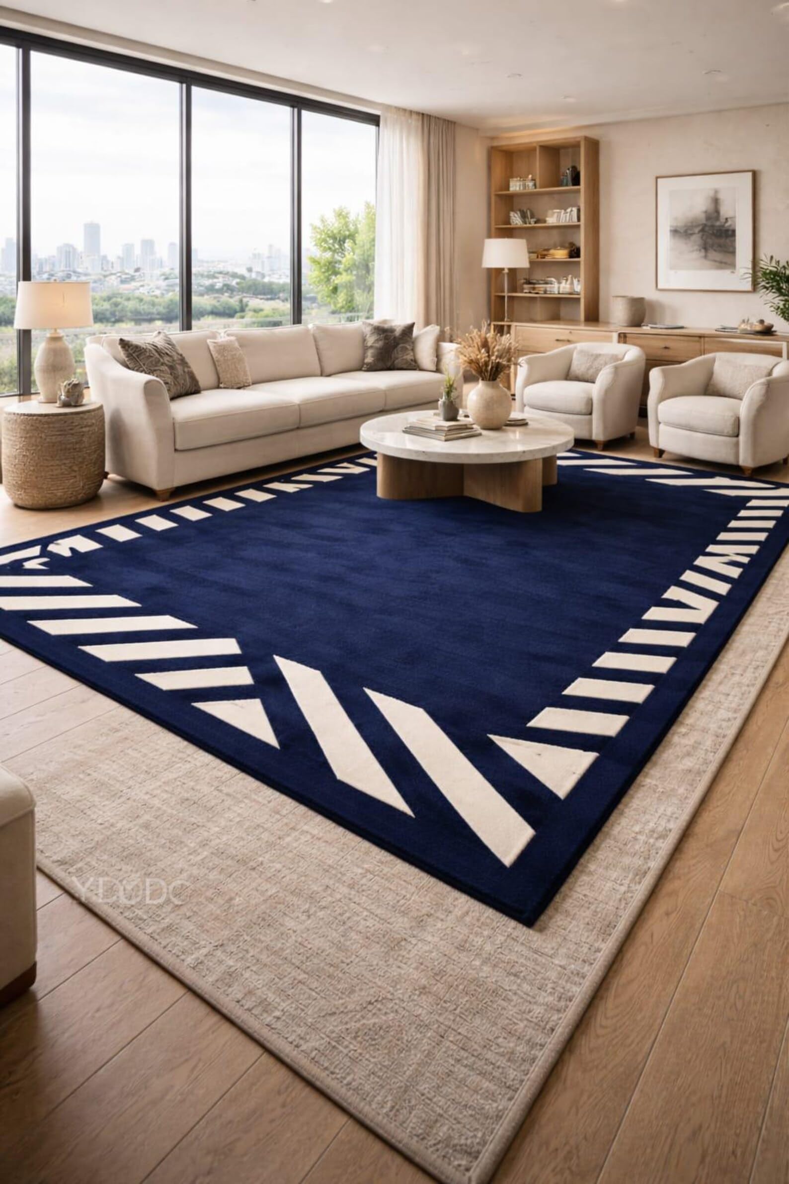 Handmade Premium Woollen Rug Loop Pile Floral Hand Tufted Carpet for Living Room Bedroom Drawing Room Hall and Floor 3x5 feet-image-4