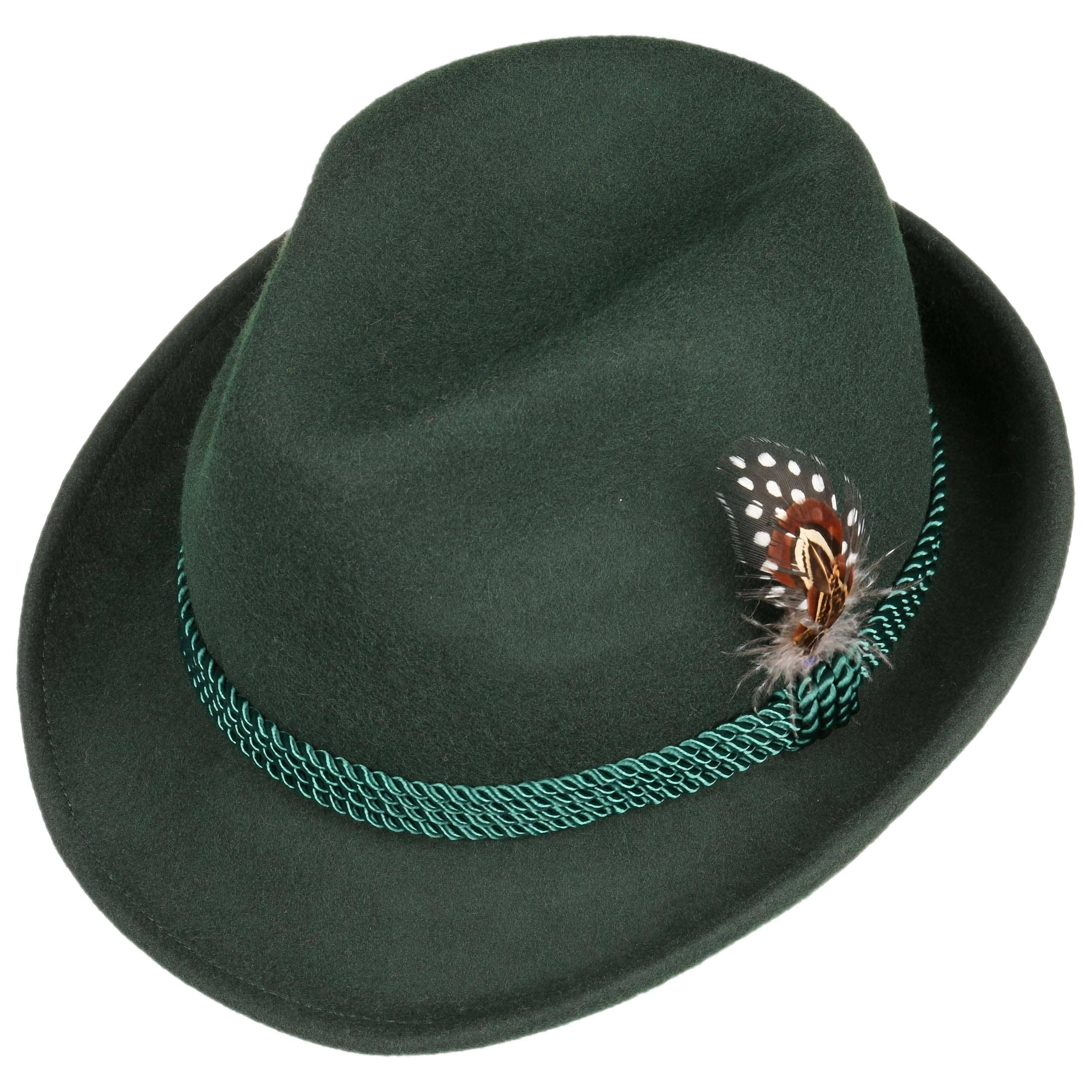 Lipodo Trachtenhut Trilby Wollfilz Fedora Tiroler Damen Herren Sommer Winter