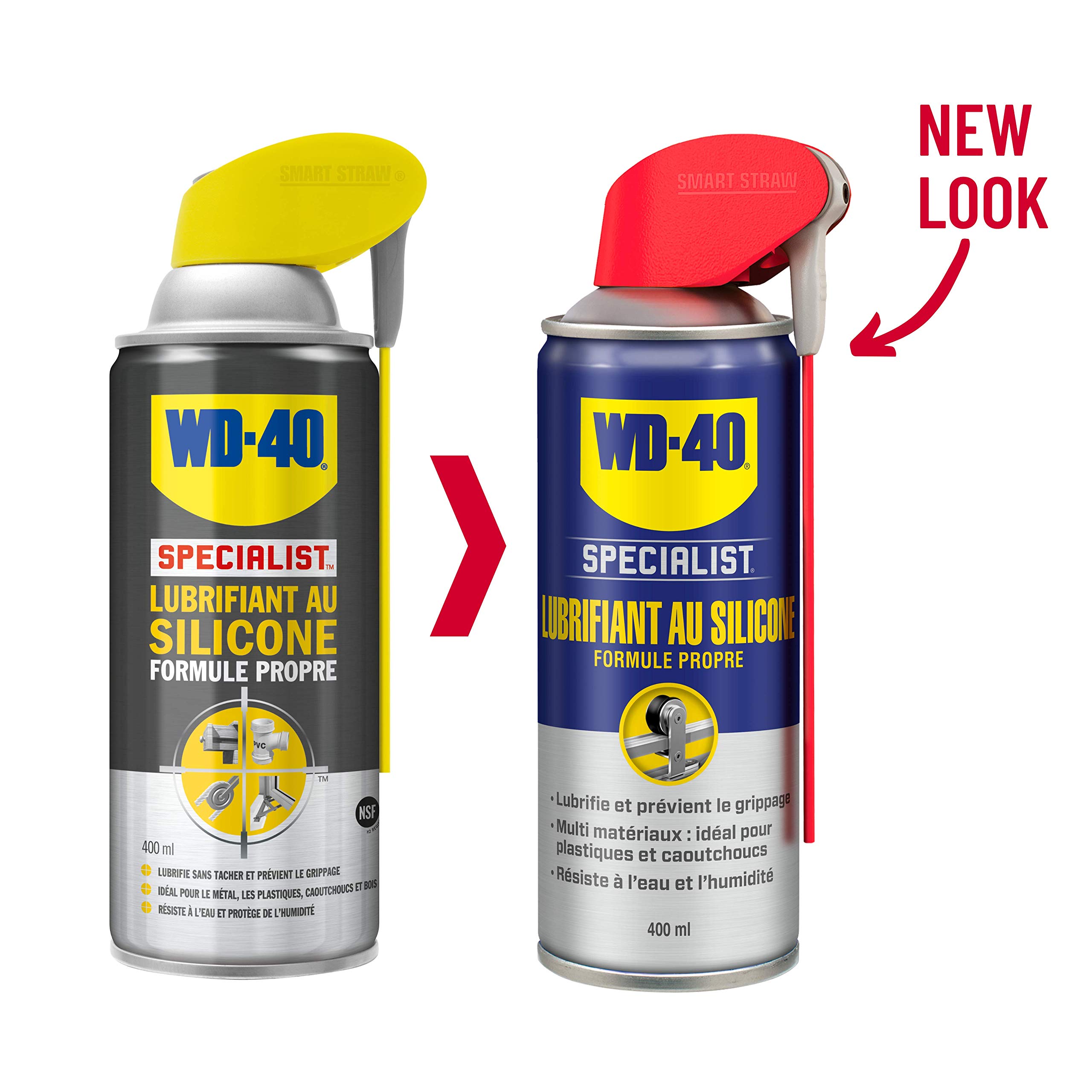 WD-40 Specialist • Lubrifiant Au Silicone • Spray Double Position • Formule Propre • Isolation contre l'humidité • Comptatible tous métaux, plastiques, caoutchoucs et bois • 400Ml • lot de 2