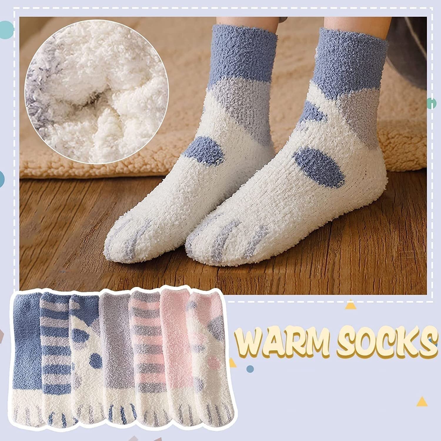 Wintersocken Bettsocken 10 Paar Niedliche Winter-Thermosocken, Superweiche, Kuschelige, Mit Fleece Gefütterte, Mittelgroße Schlauchsocken Warme Flauschige Socken