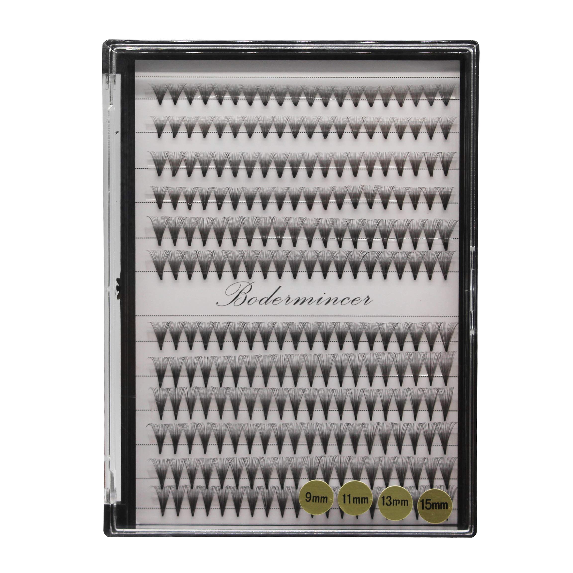 HannahoolLarge Tray -Mixed 20D Premade Fans Eye Lashes Extensions 8-10-12-14mm/9-11-13-15mm/12-14-16mm Thickness 0.07mm D Curl Natural Long Individual False Eye Lashes Cluster (9-11-13-15mm)