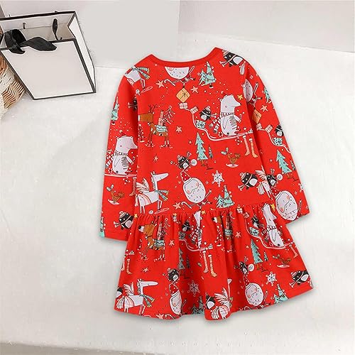 Miniatura 6 de YIISU Vestidos de bebé para niñas, vestido de Navidad para niña, vestido de manga larga, dobladillo oscilante, vestido de vacaciones, ropa, regalos