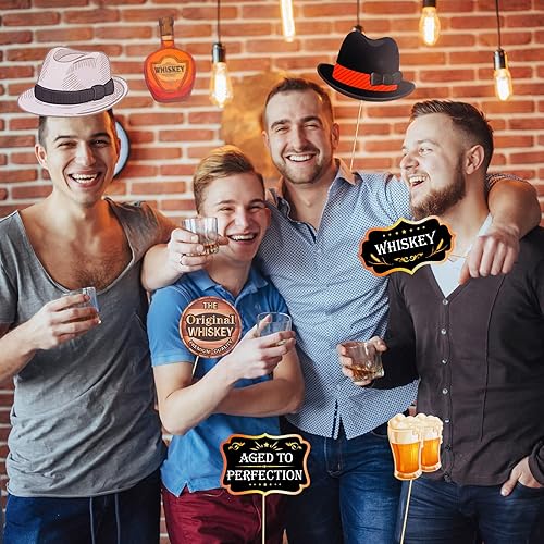 Miniatura 6 de 25 piezas de accesorios para cabina de fotos de fiesta de whisky, accesorios para cabina de fotos de Oktoberfest, para hombres y mujeres,