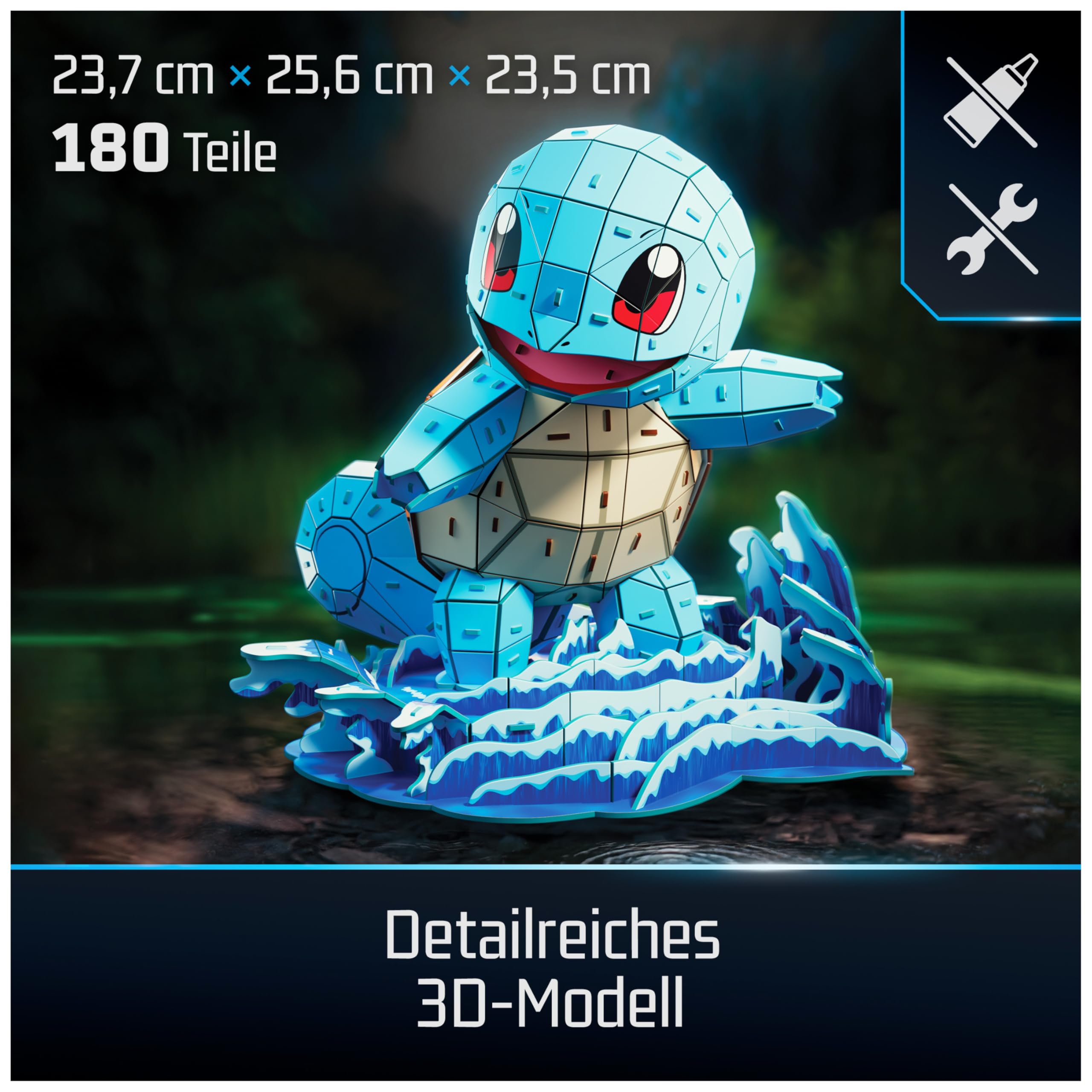 4D Build - Pokémon Schiggy - detailreicher 3D-Modellbausatz aus hochwertigem Karton, 180 Teile, leicht zu Bauen, ab 12 Jahren