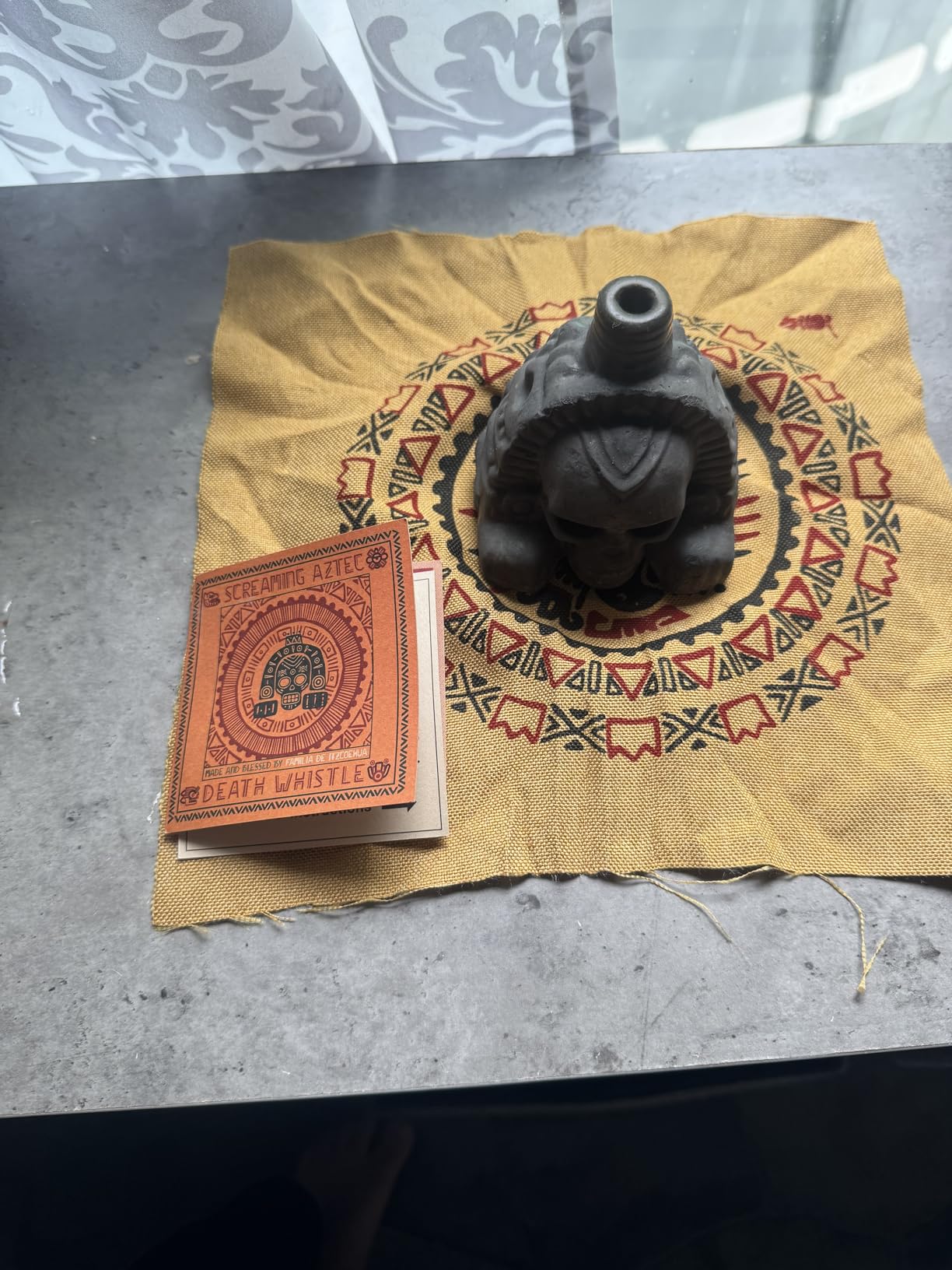 Real Screaming Aztec Death Whistle Black Obsidian Design