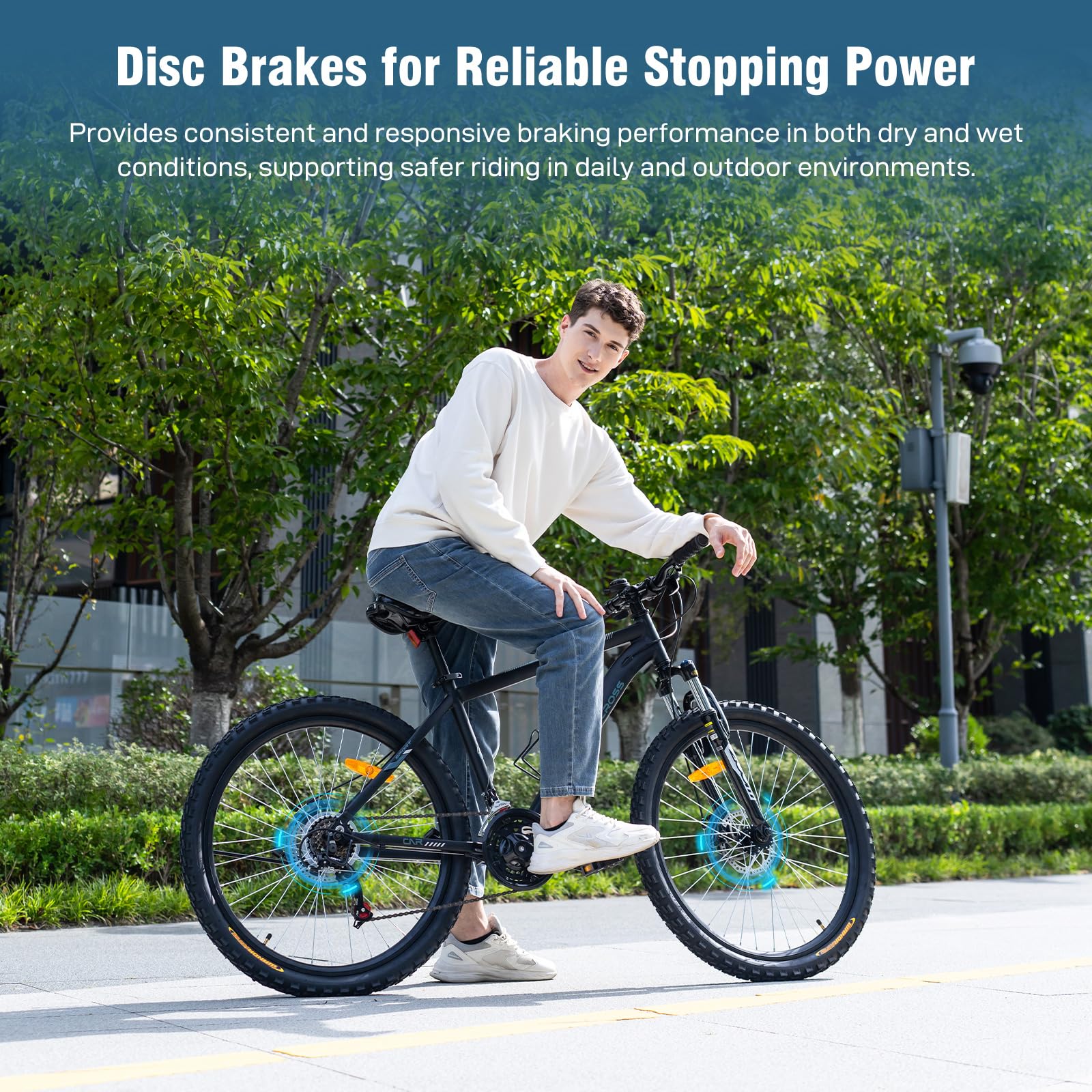 EVERCROSS EM3 Mountain Bike per Adulti Uomo Donna, Bicicletta da 26 Pollici, Sistema a 21 Velocità, Telaio in Alluminio con Sospensione Anteriore, Bici All Terrain con Freni a Disco, Carico Max150 kg