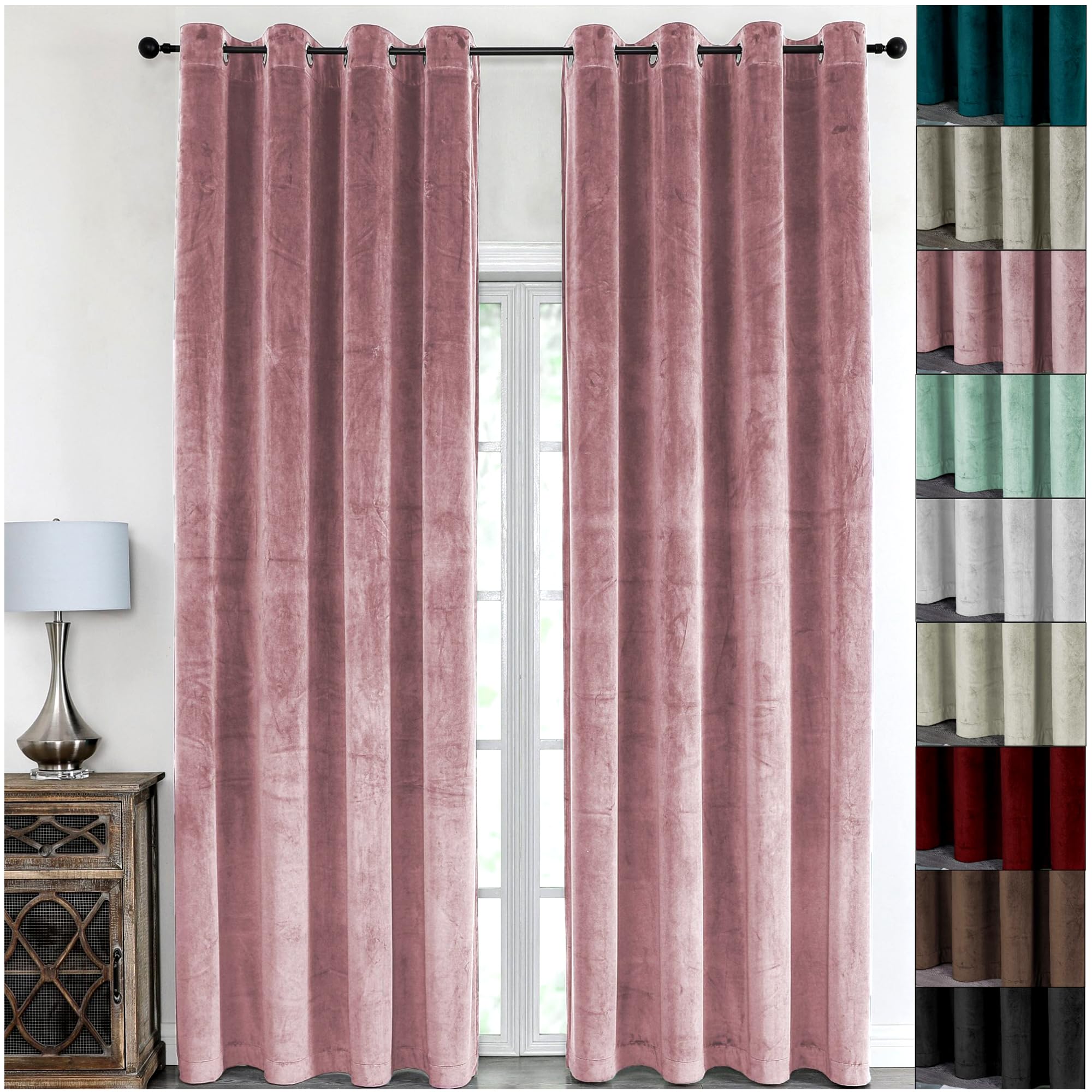 Cleanlevel Samtvorhang (2er Set) 140x245 cm – Vorhänge Blickdicht mit Ösen – Hochwertige blickdichte Vorhänge mit Hitzeschutz & Kälteschutz