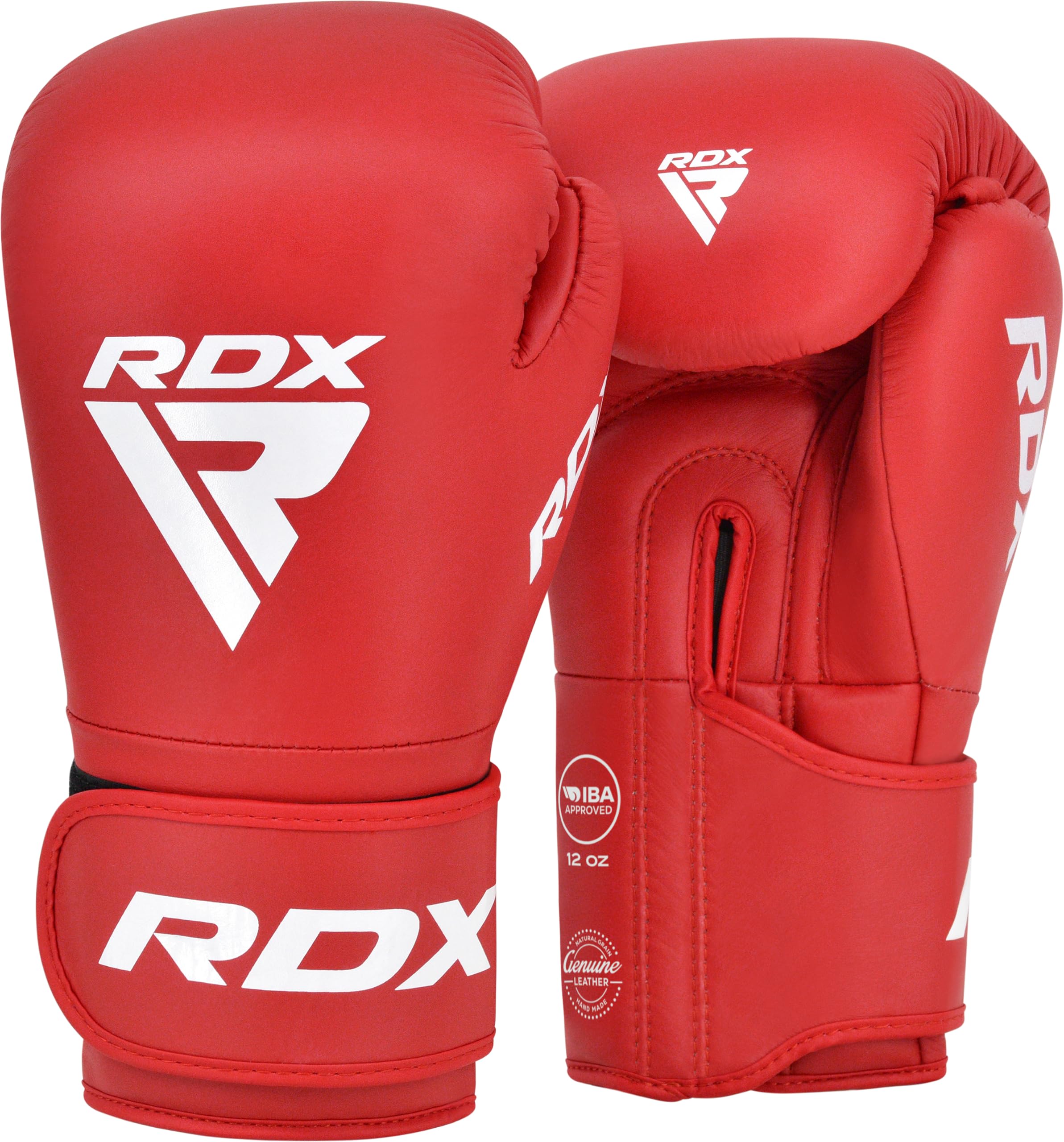 RDX Guantoni da Boxe IBA per Competizioni Amatoriali, Boxing Gloves | In Pelle Bovina con Imbottitura Quadro Dome 5, Guantoni da Boxe Uomo e Donna per Boxe, Sparring e Allenamento