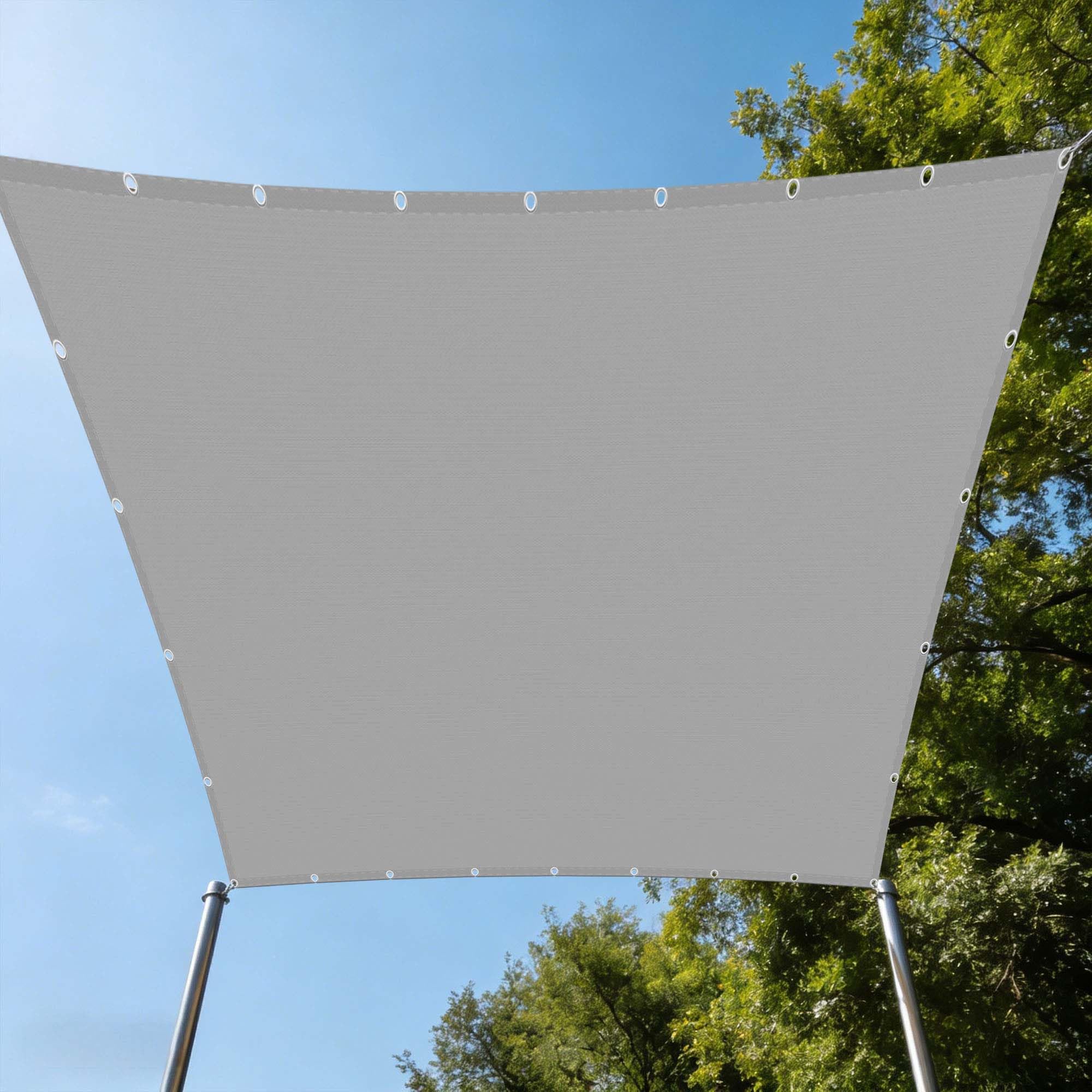 Voile d'ombrage étanche 2x3.8m gris clair anti-UV pour la protection de votre terrasse et balcon