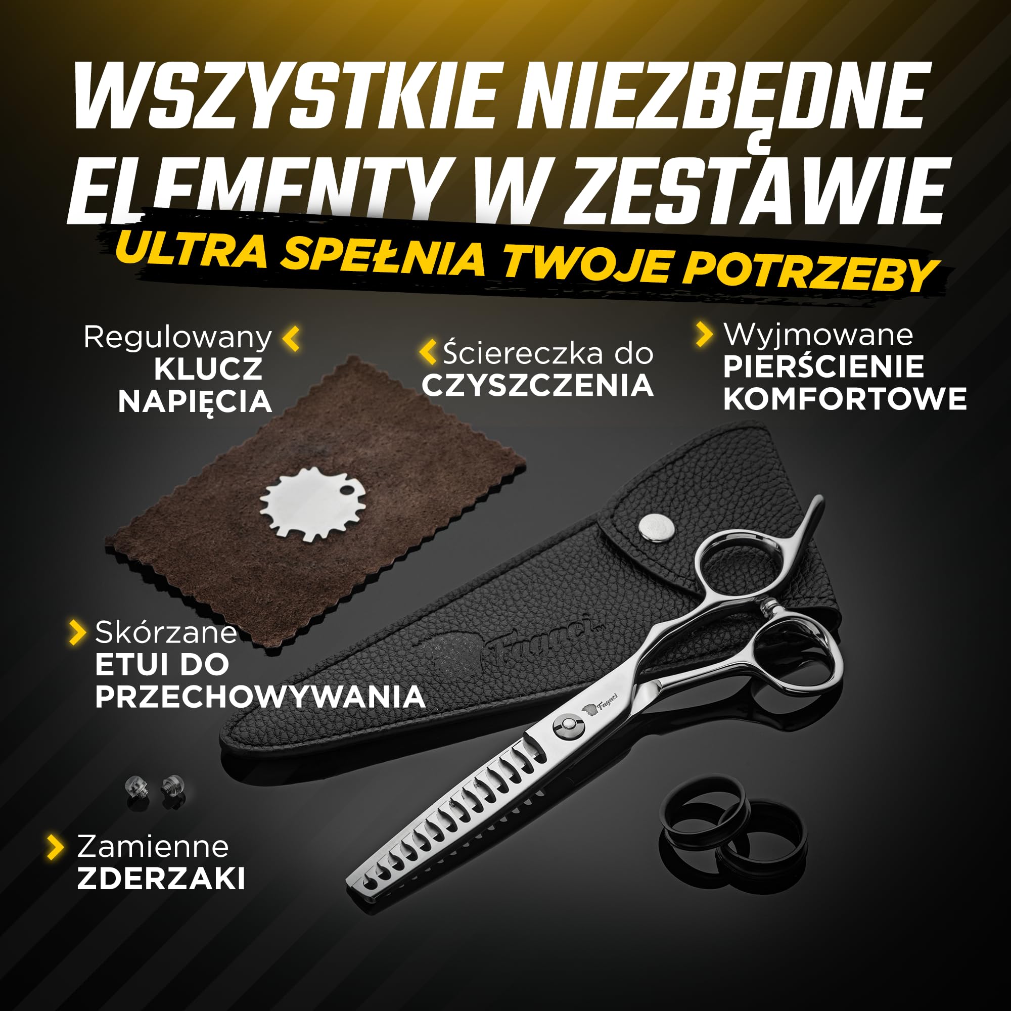 Fagaci Ultra Nożyce Trymujące 6″, Stal 440C, Podwójna Szybkość | Innowacyjne ząbki w kształcie T, Redukcja objętości włosów nawet o 50%, Wielostopniowe ostrzenie krawędzi, 2x szybsze cięcie