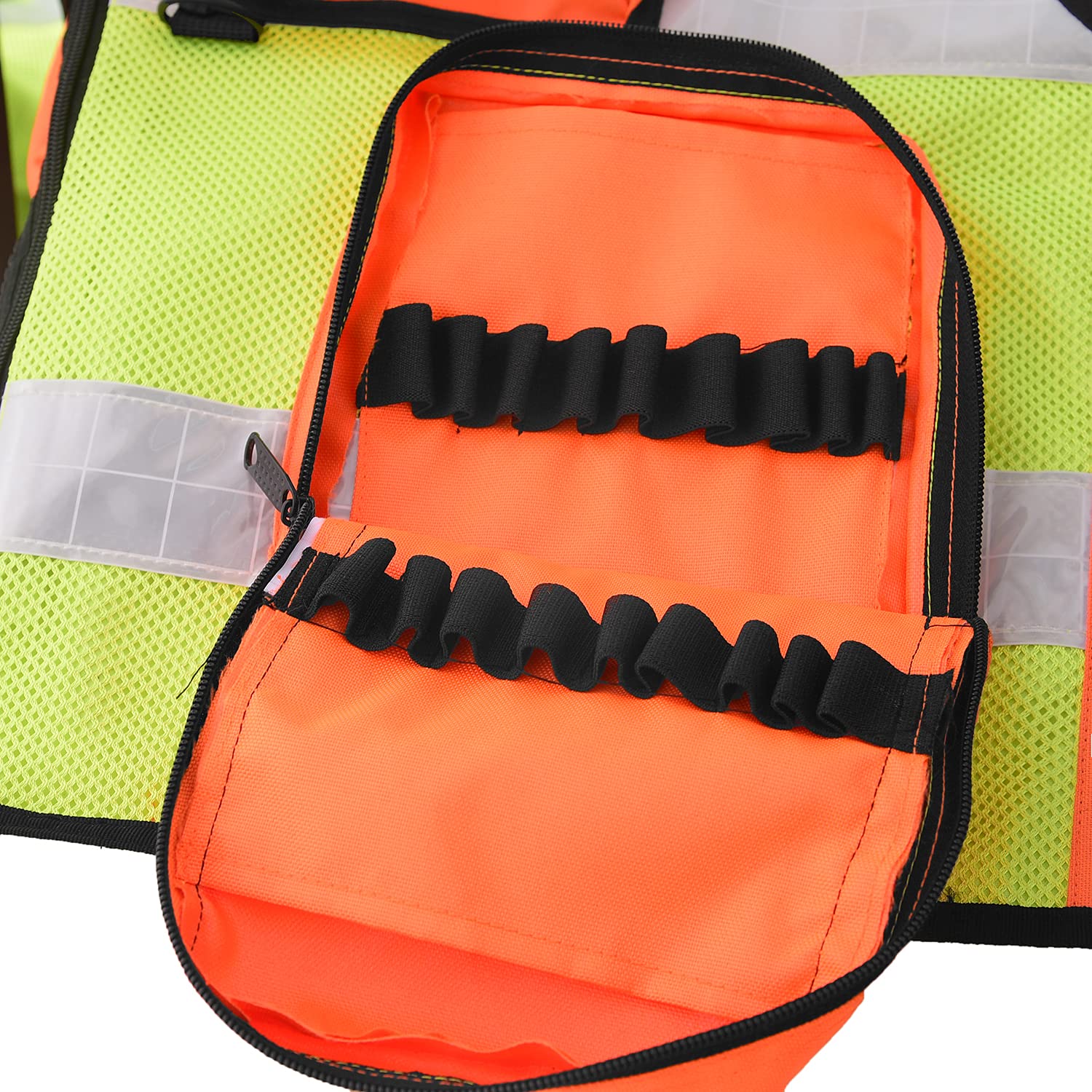 Sicherheit Weste Schutzweste Leuchtweste Security Einsatzweste Kennzeichnungsweste Multifunktionsweste Reflektierend Business 2 Patch 202 gelb Orange