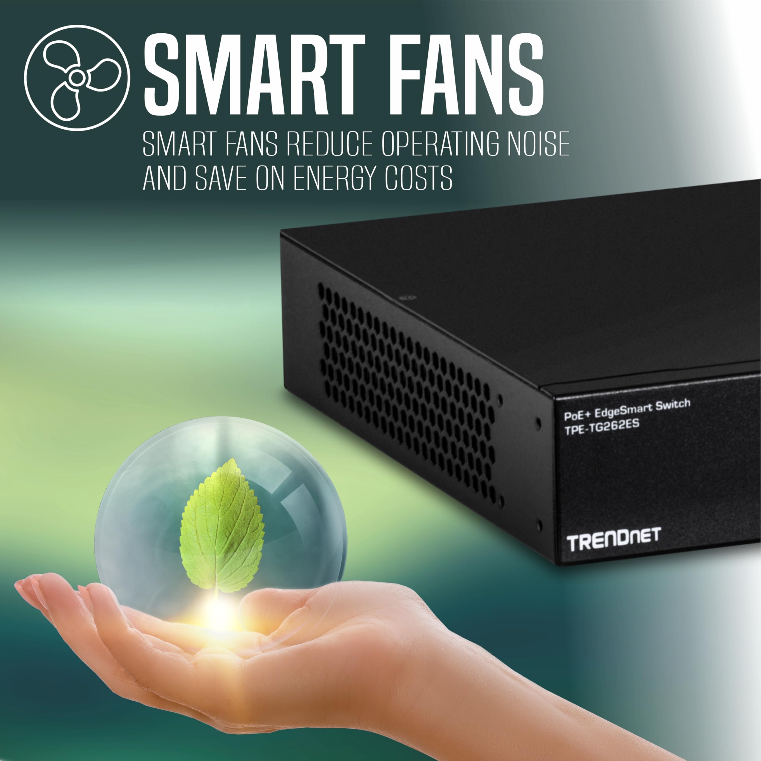 TRENDnet Gigabit EdgeSmart PoE+ Switch de 26 puertos, TPE TG262ES, 380W PoE de presupuesto de energía, 24 puertos Gigabit PoE+, 2 puertos Gigabit SFP, conmutador Ethernet de red gestionado, protección