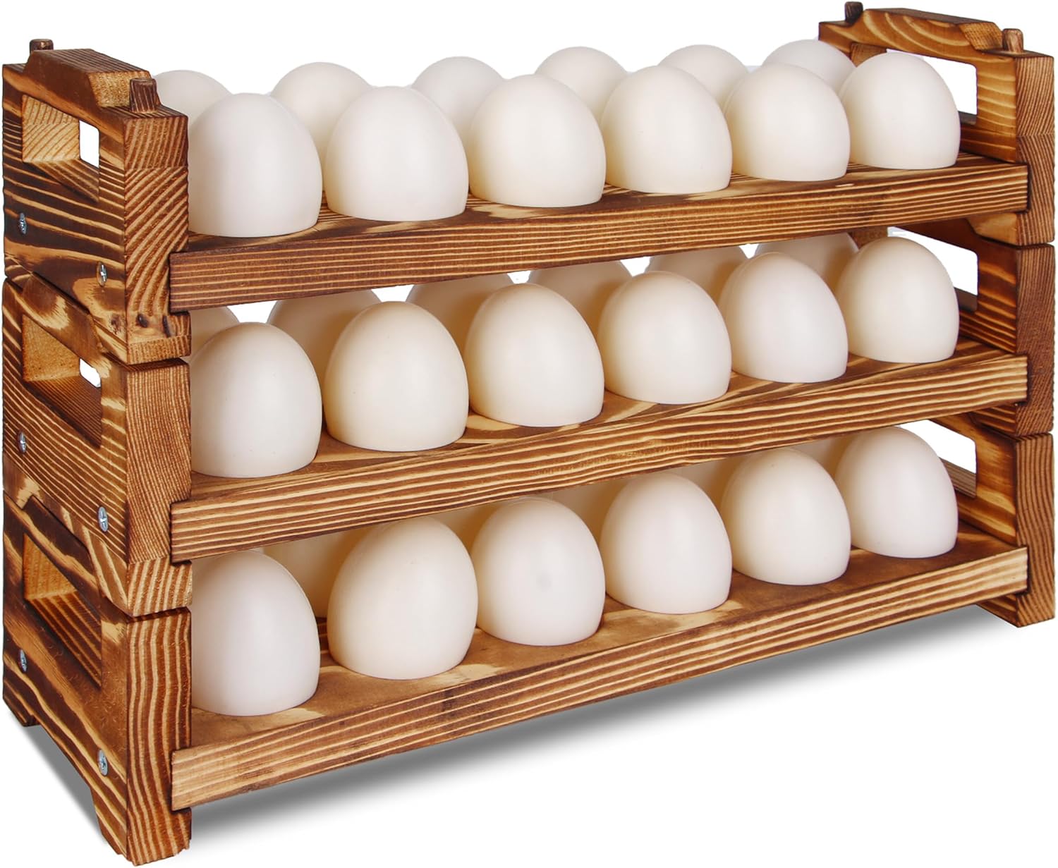 CVHOMEDECO. Wooden Egg Holder Fresh Egg Holders Countertop Firewood Egg