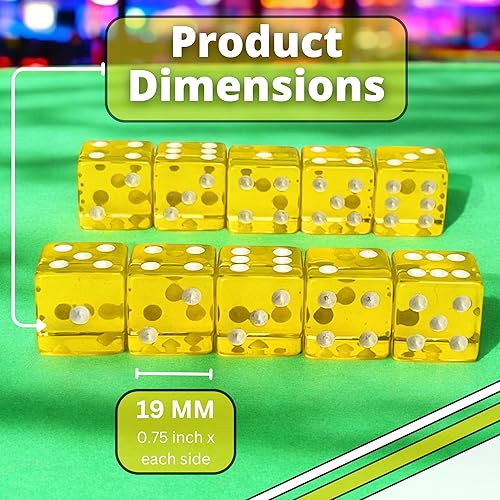 Miniatura 14 de Luck Lab Paquete de 10 dados de 0.748 in – Dados acrílicos y translúcidos D6, cuadrados con borde redondeado para casino, dados, RPG MTG DND