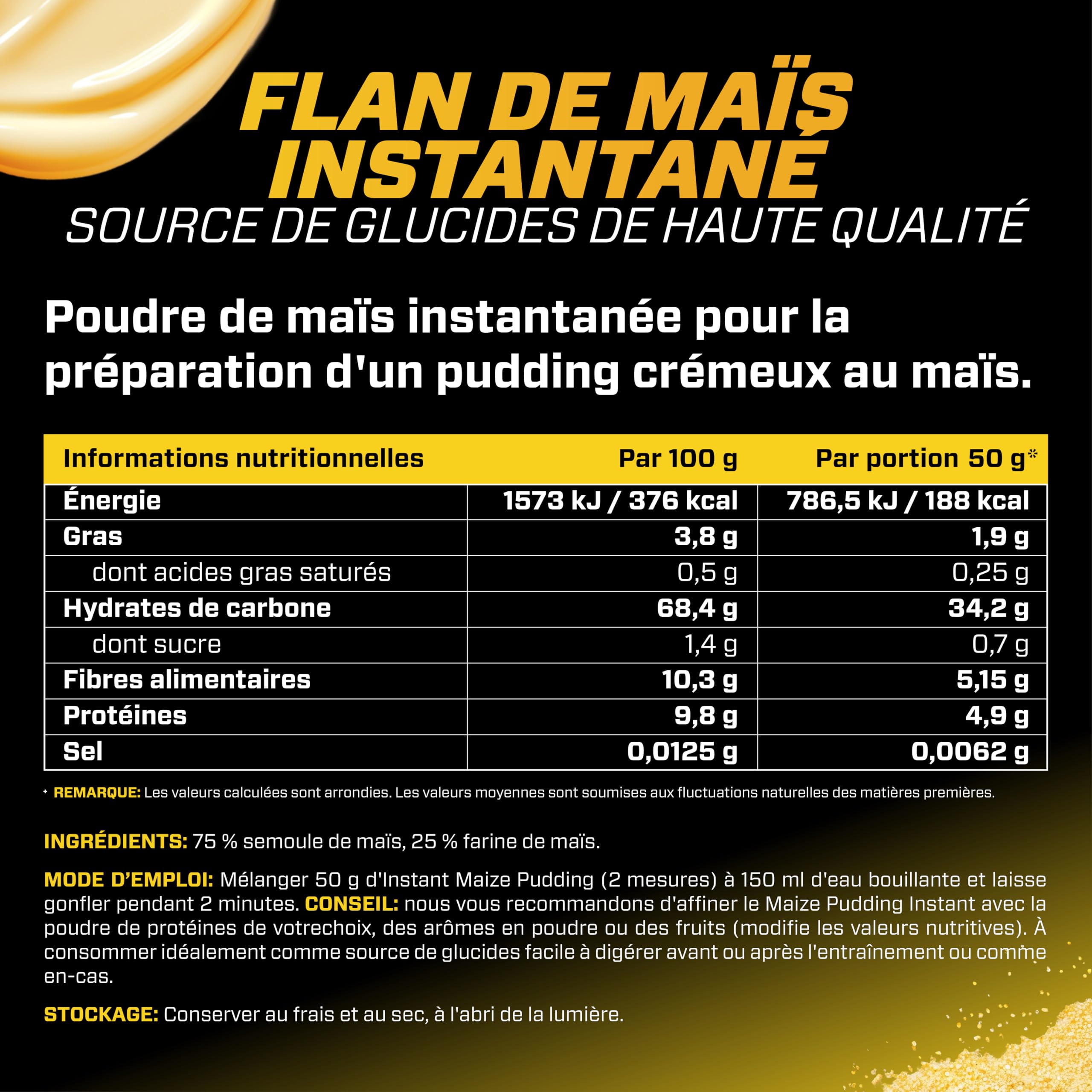 Maize Pudding Neutral 3kg - Pudding de maïs sans sucre - Avec des glucides complexes - Consistance crémeuse - Préparation rapide et facile - 100% maïs - Vegan