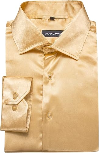 Miniatura 6 de Barry.Wang Camisas de vestir sólidas de manga larga para hombre, camisa formal, cuello alfiler, multicolor, negocios, casual, camisas con botones