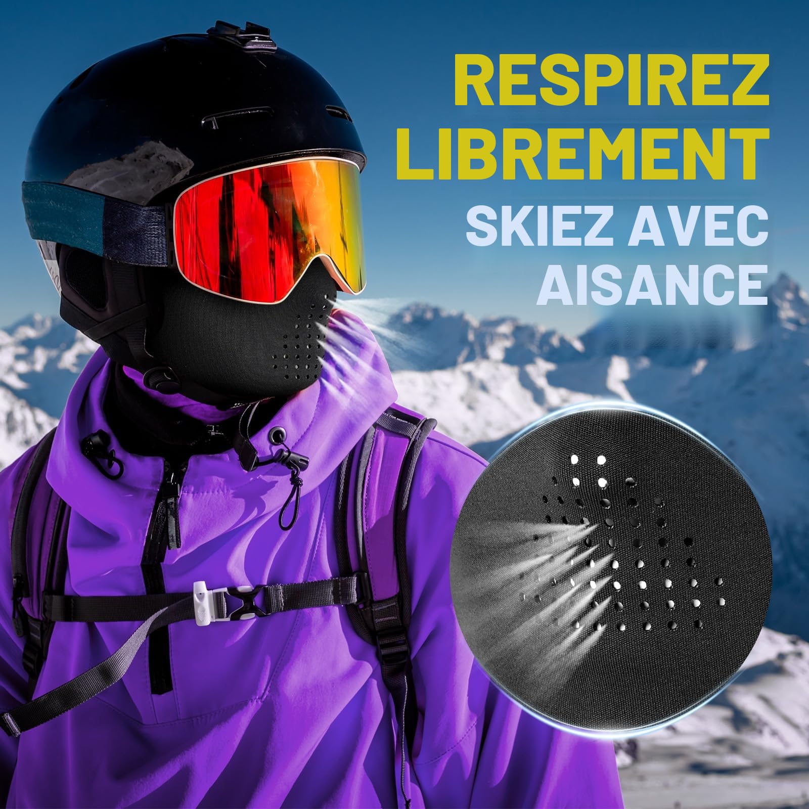 GXCROR Cagoule d'hiver, cagoule de ski, coupe-vent et chaude, masque intégral pour le ski, la moto, la pêche, la course et les activités de plein air
