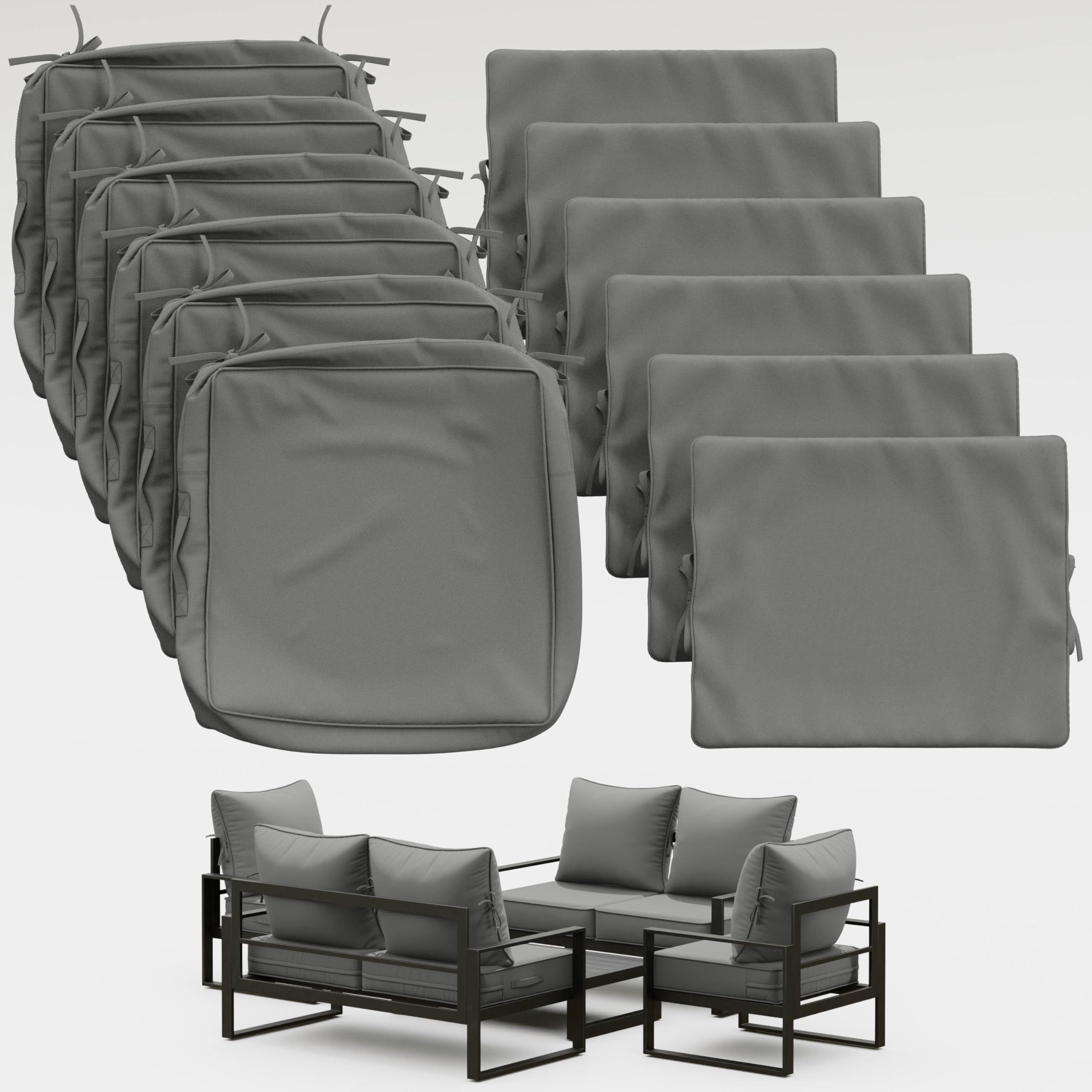 Photo 1 of Tounosnt Outdoor Cushion Covers 24x24x4in 12Pcs Light Grey