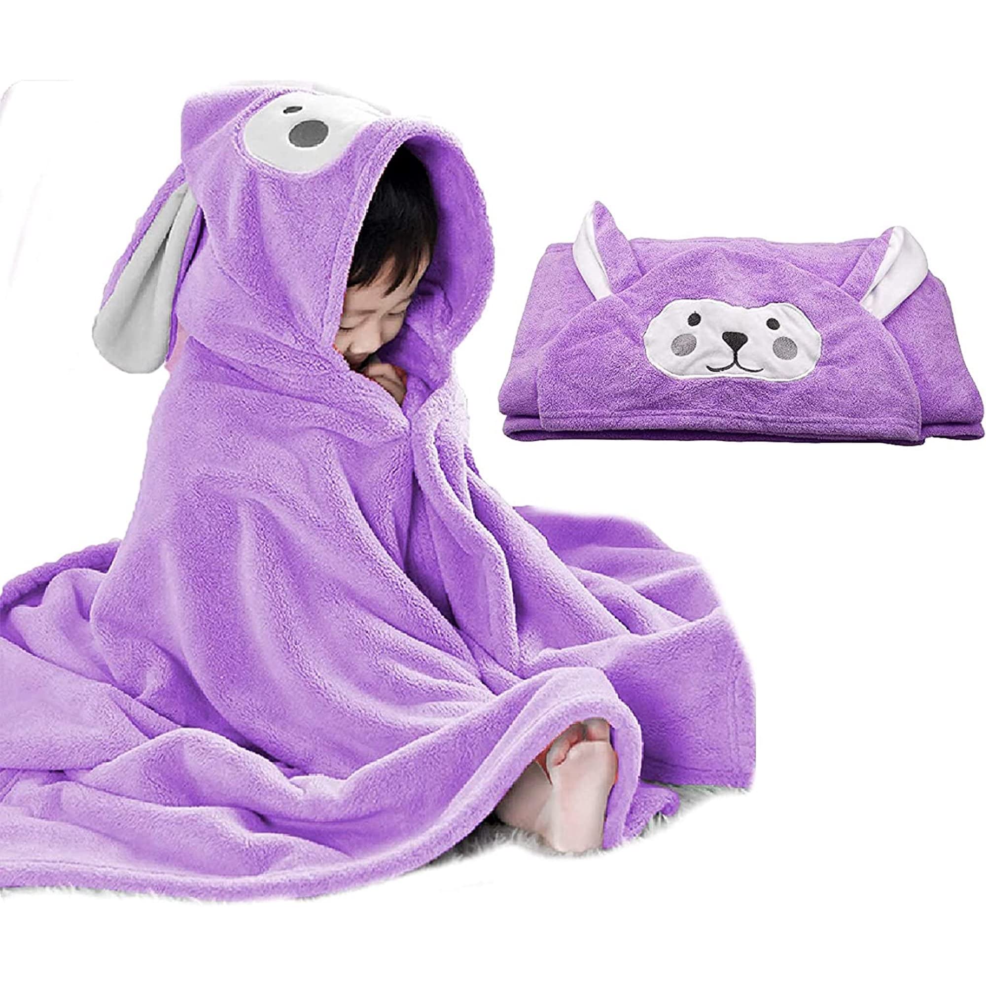 Belanto Baby Bath Towel with Hood, Ultra Soft Hooded Baby Towels Super Absorbent Bathrobe Blanket Perfect Shower Gifts for Boys or Girls, Newborn, Babies, Infant and Toddlers 27.5" X 55" (Purple)-image-46