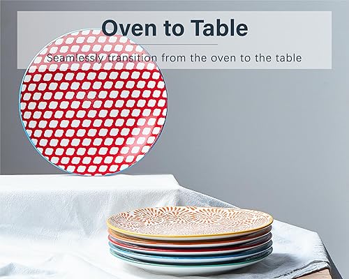Miniatura 3 de ONEMORE Juego de 6 platos llanos de porcelana de 8.5 pulgadas, platos pequeños de cerámica para ensalada, postre, aperitivo, aptos para microondas,