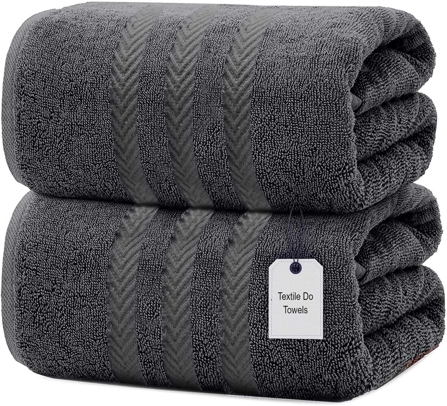 Textile Do Extra Large Jumbo Towel Bath Sheet (100 x 200 cm-600 GSM) Pure Egyptian Cotton Big Bath Sheets (Charcoal, 2) โ image 1