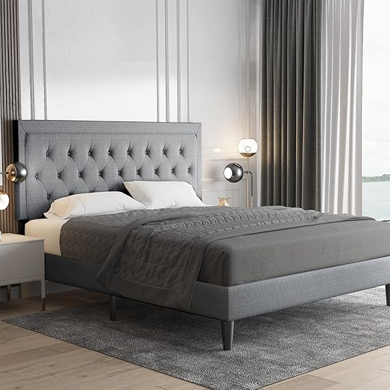 Allewie Full Size Bed Frame Upholstered Platform Bed with